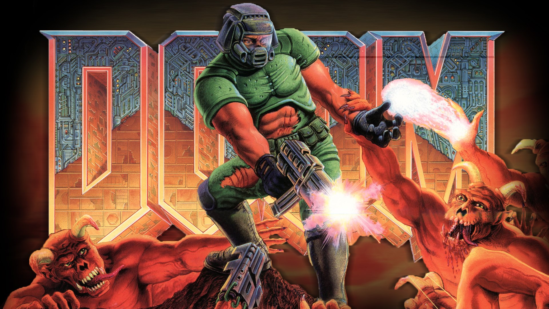 Doom (game), Doom guy, video games, video game art, retro games, demon, HD Wallpaper