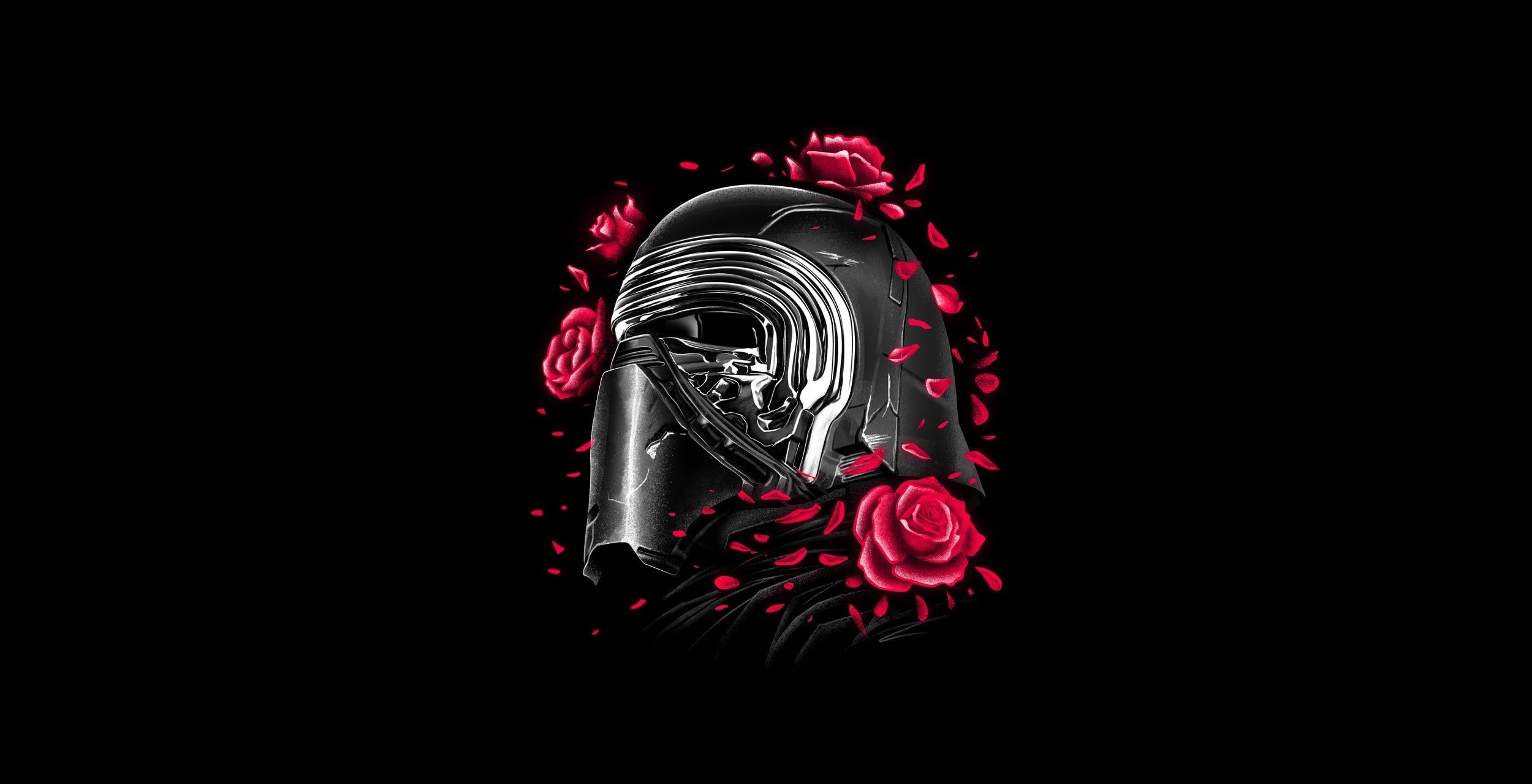 helmet, Kylo Ren, artwork, Star Wars, simple background, red, HD Wallpaper