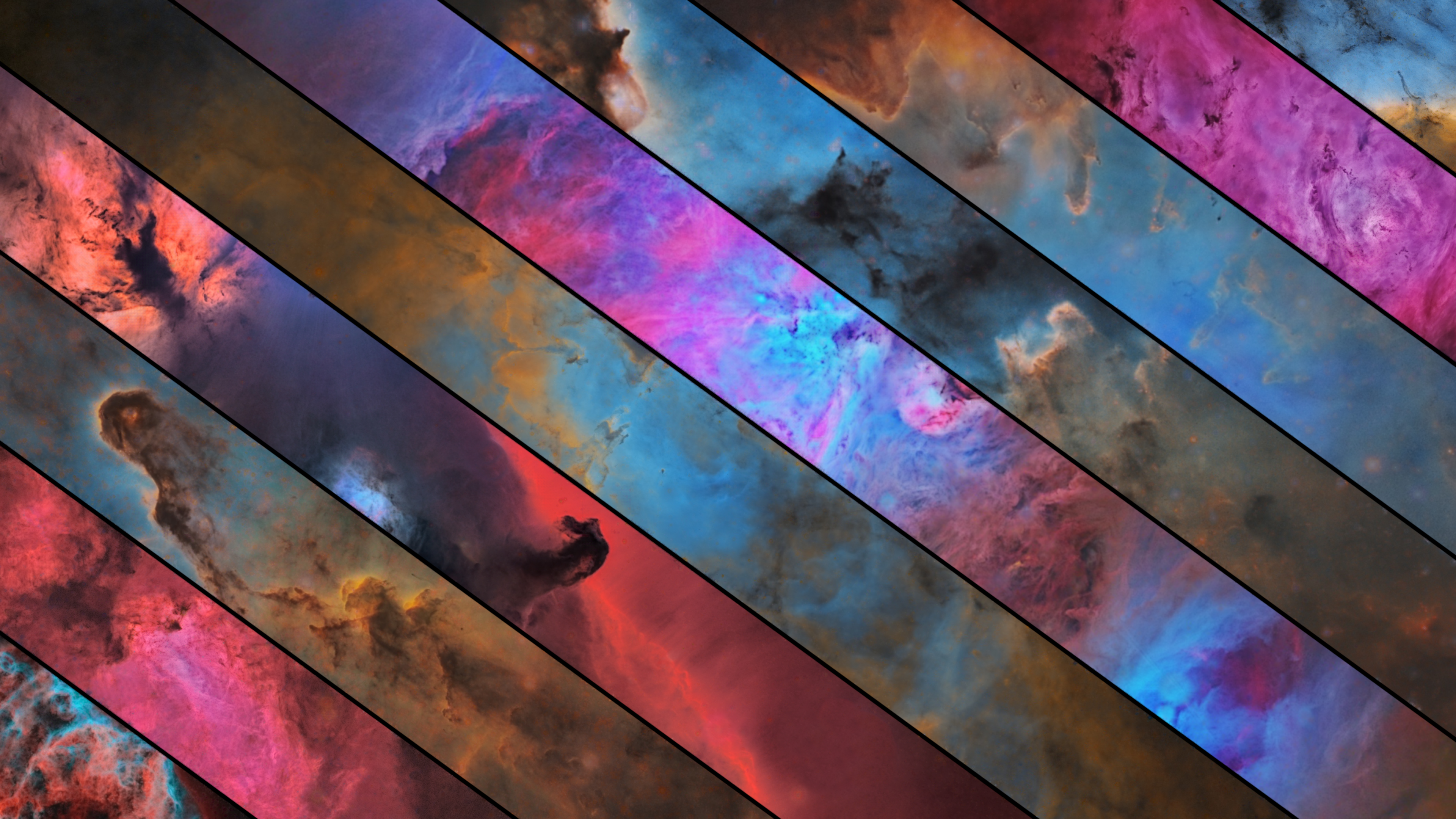 space, nebula, Composite, diagonal lines, colorful, Dust cloud, HD Wallpaper