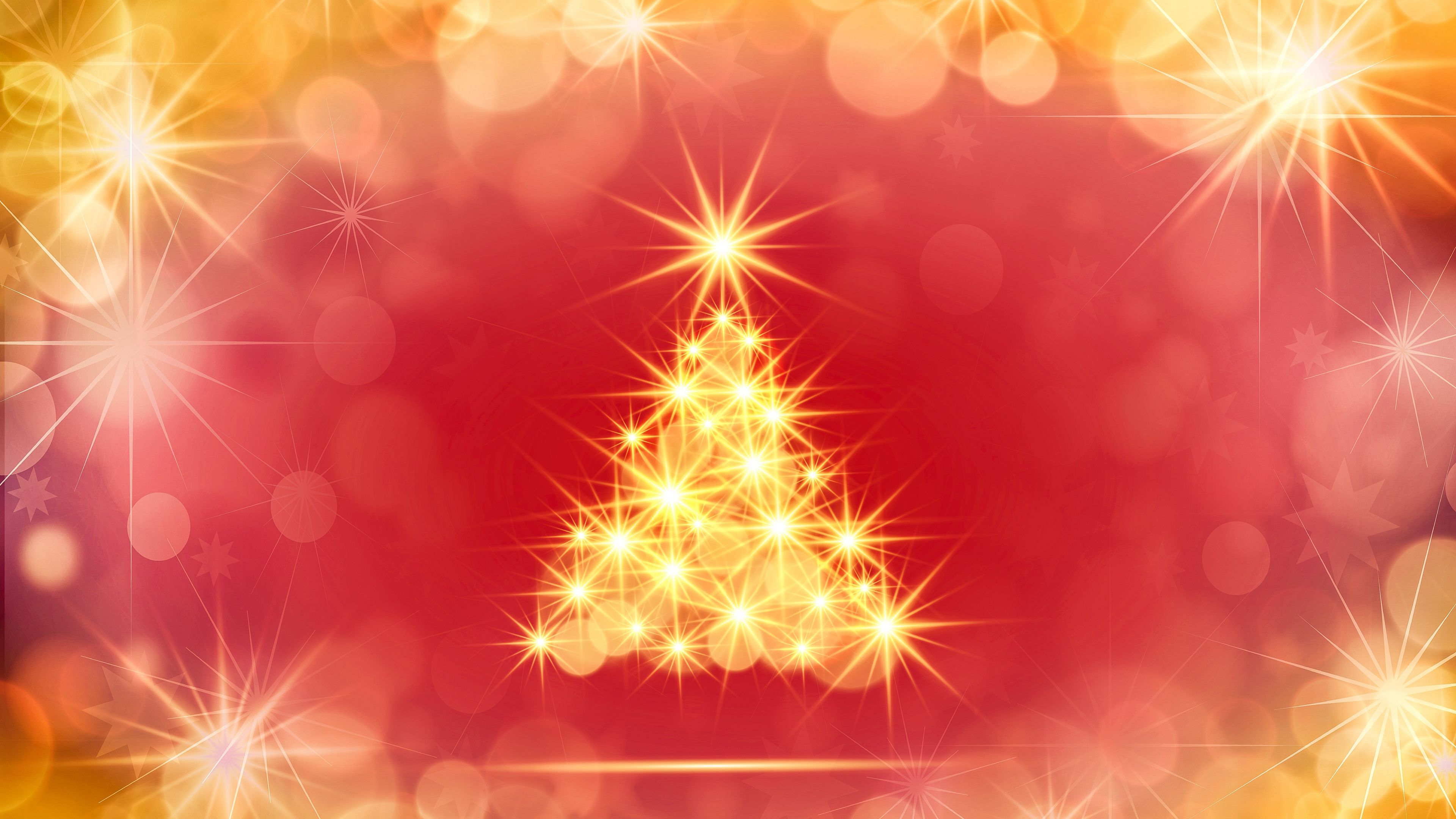 tree, glare, bokeh, circles, shine, new year, 4k, HD Wallpaper