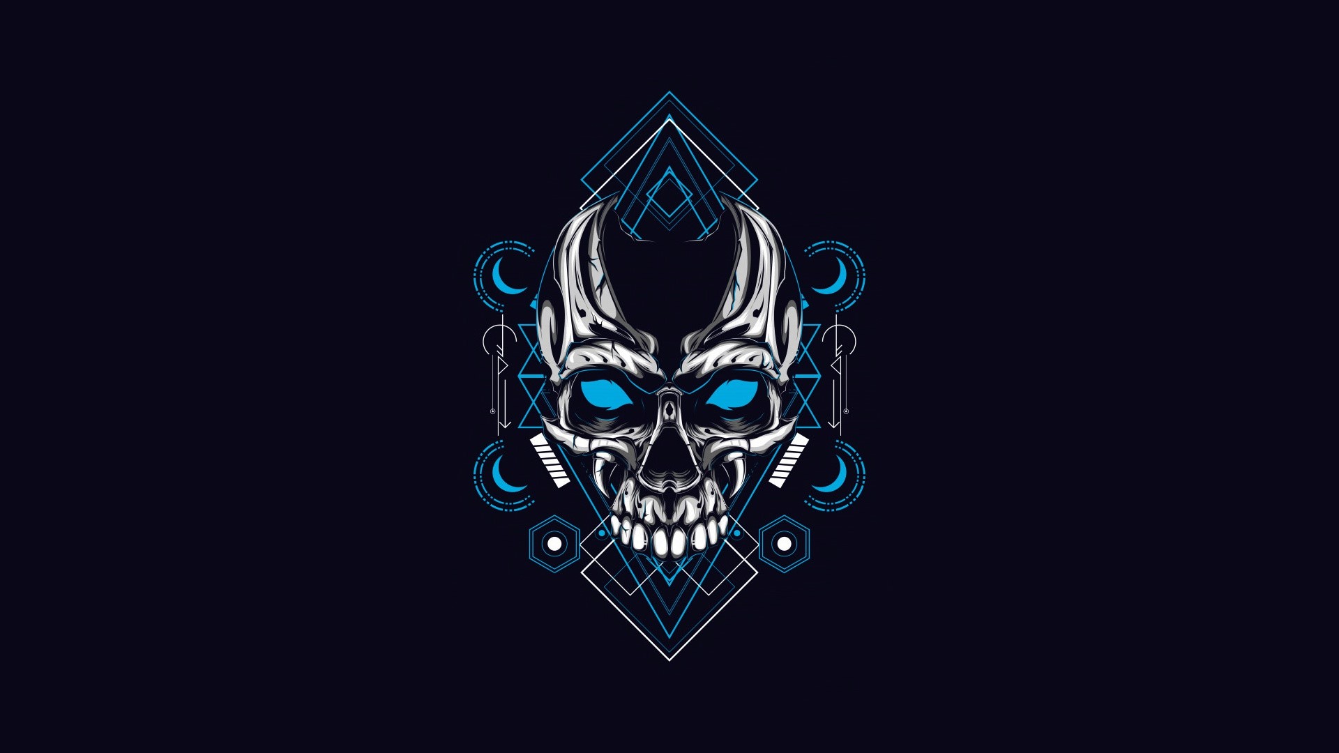 simple background, skull, artwork, minimalism, HD Wallpaper