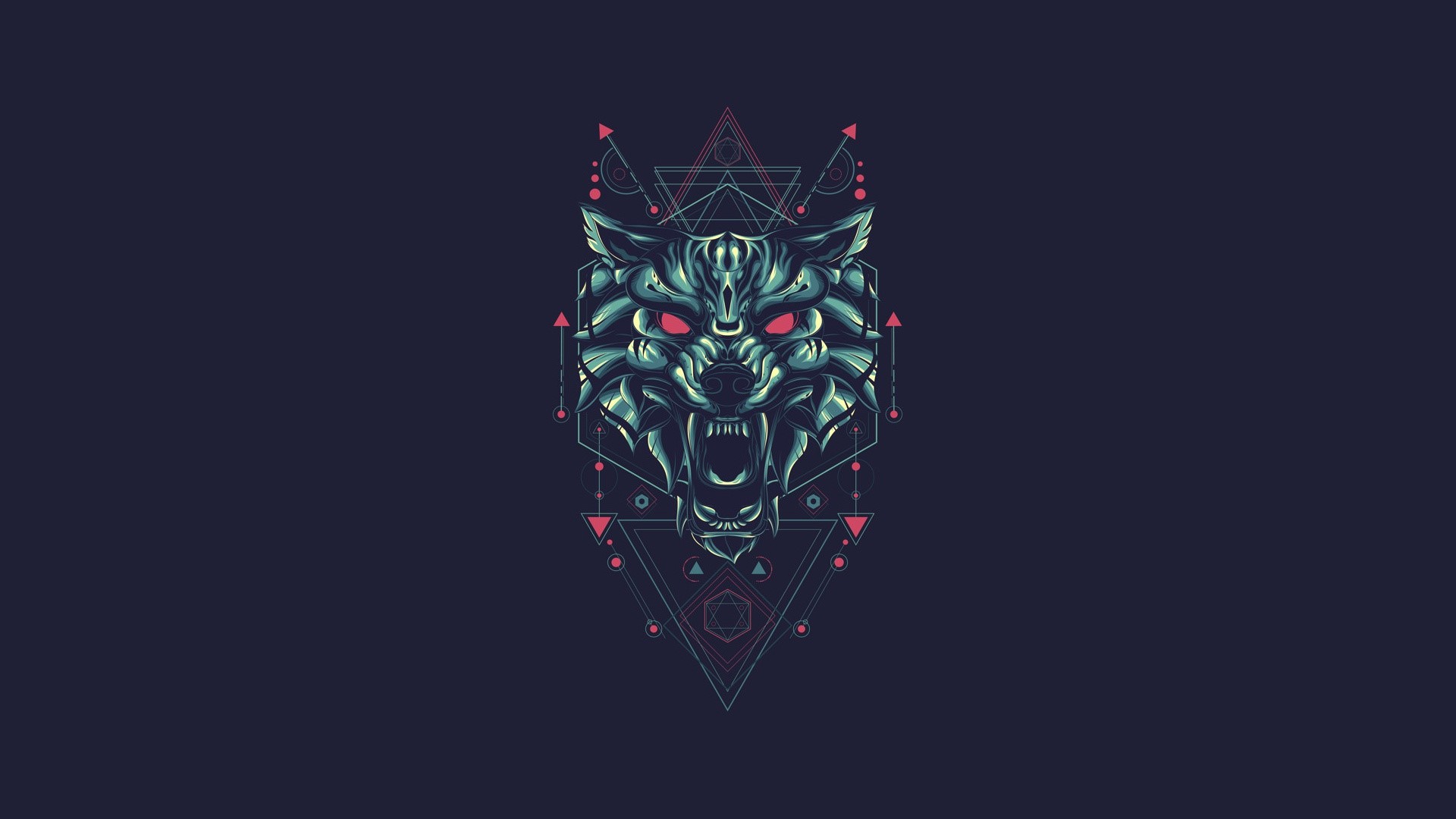 simple background, blue background, fantasy art, creature, red eyes, artwork, HD Wallpaper