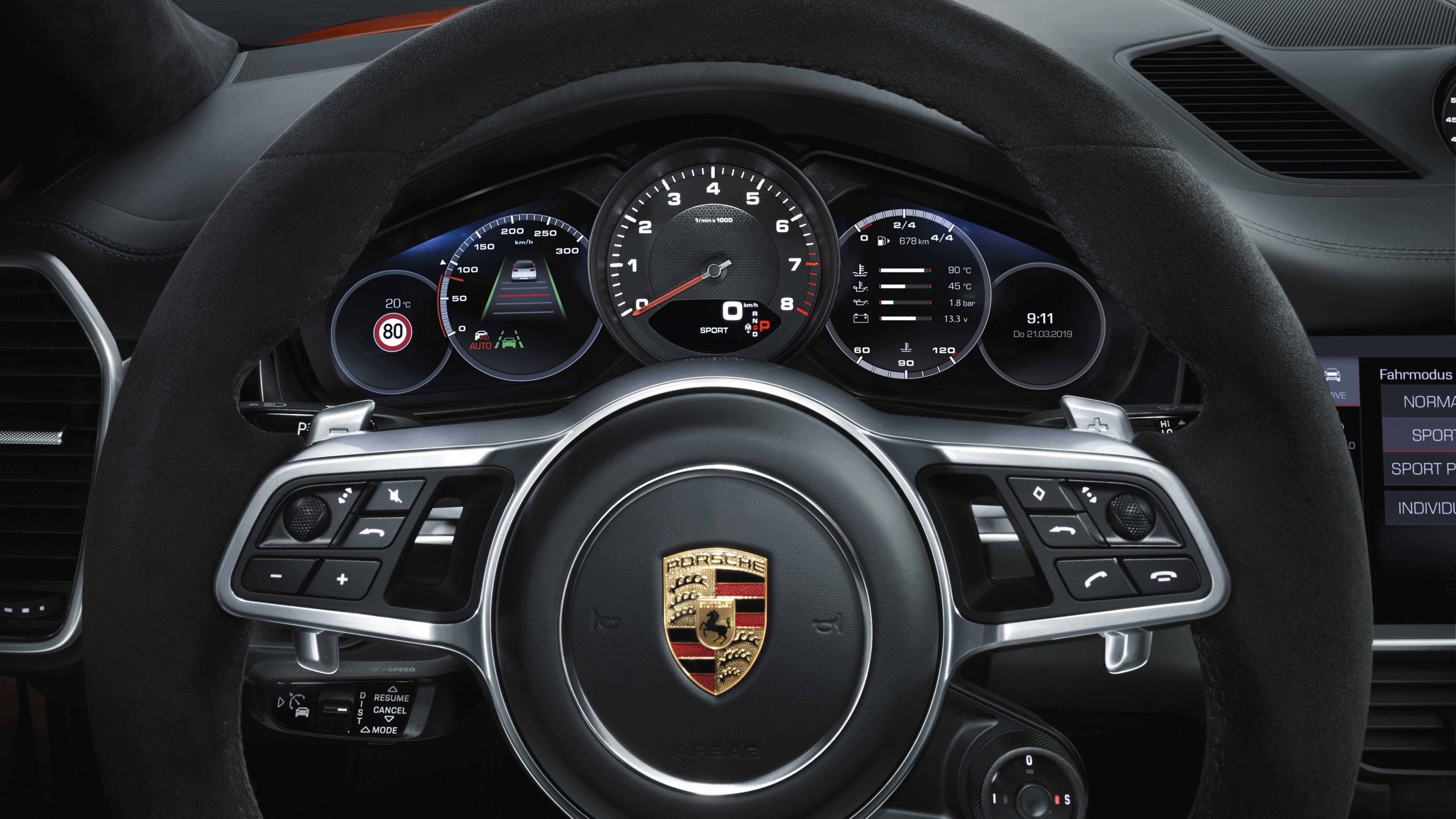 Porsche, vehicle interiors, car, vehicle, numbers, steering wheel, HD Wallpaper