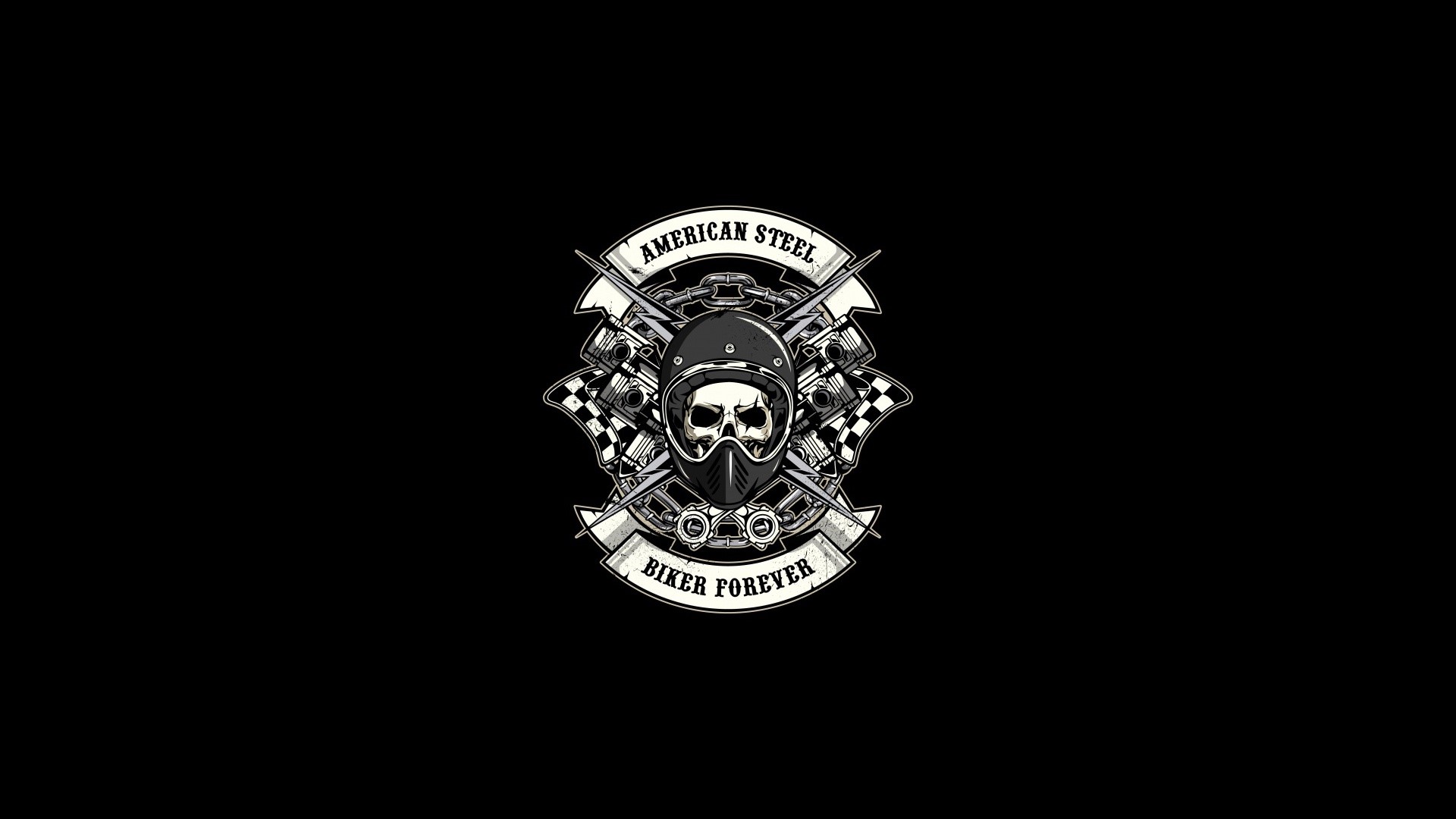 simple background, artwork, minimalism, skull, biker, HD Wallpaper