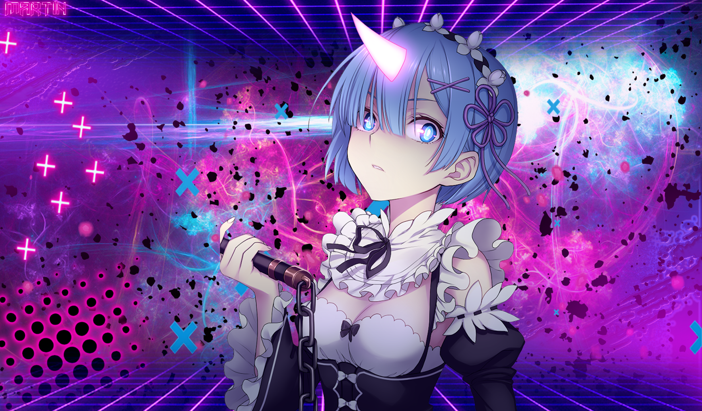 anime, anime girls, blue eyes, blue hair, colorful, HD Wallpaper