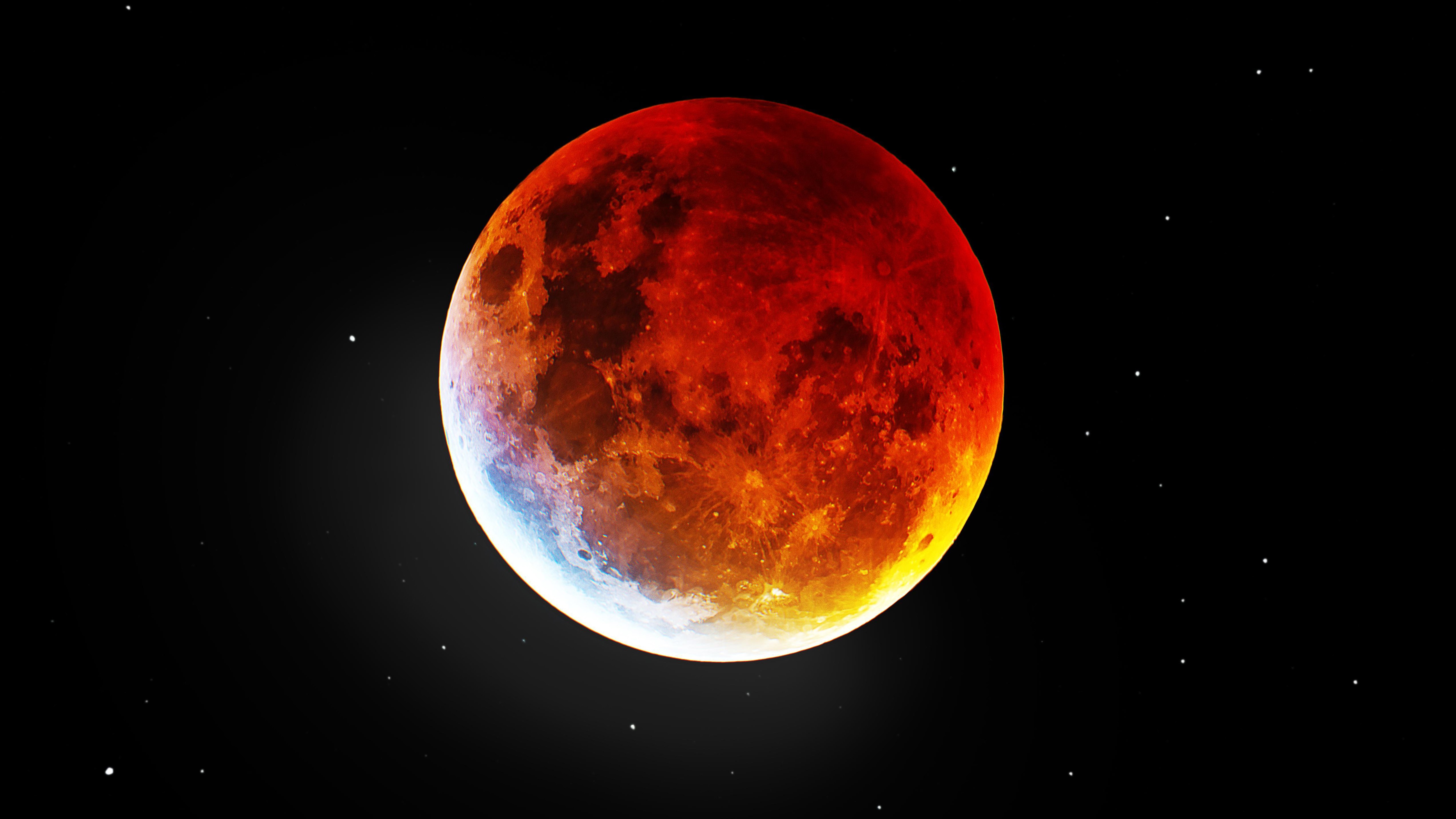 Blood moon, Moon, space, HD Wallpaper