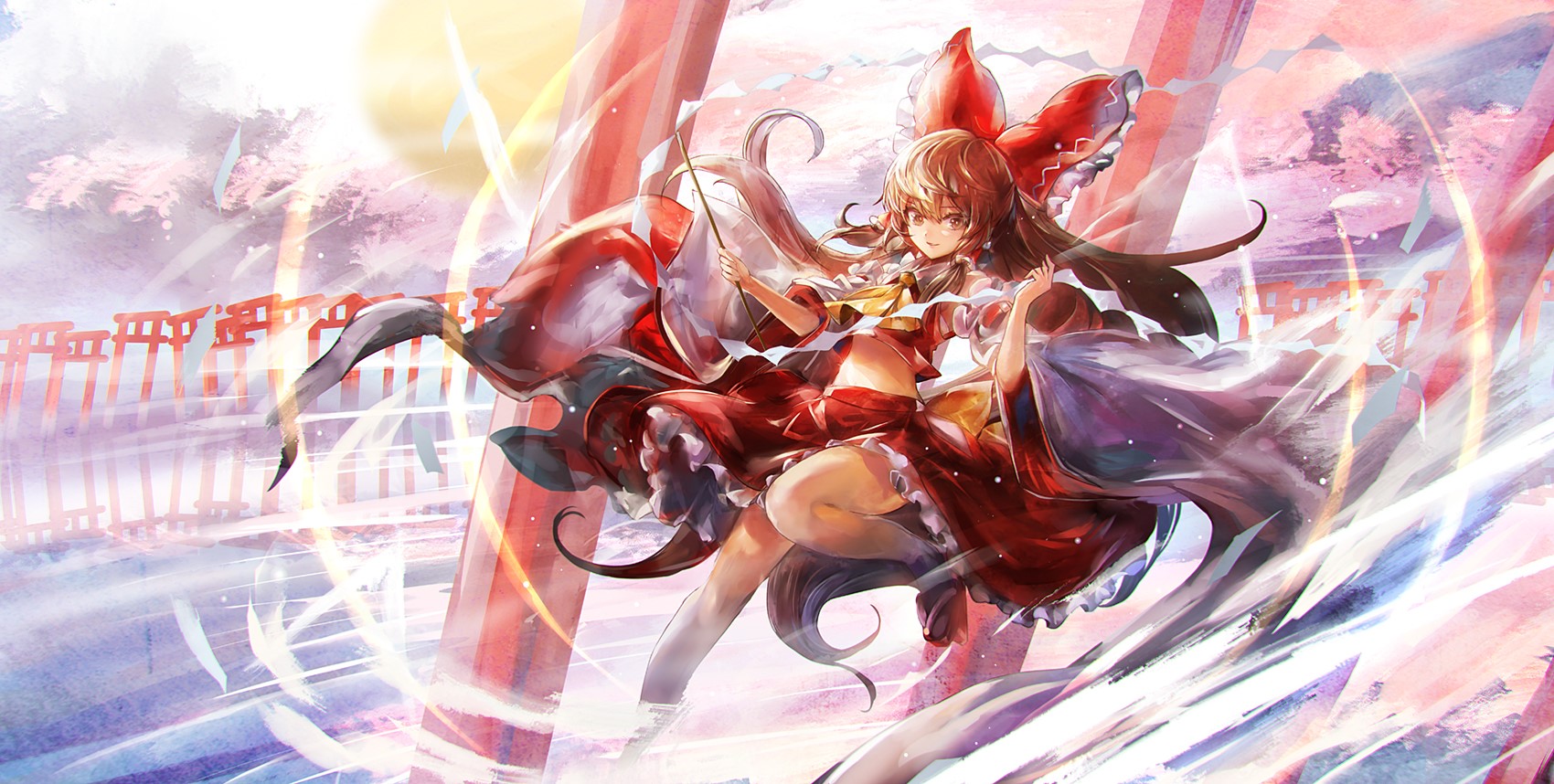 anime, anime girls, digital art, artwork, portrait, 2D, Touhou, Hakurei Reimu, HD Wallpaper