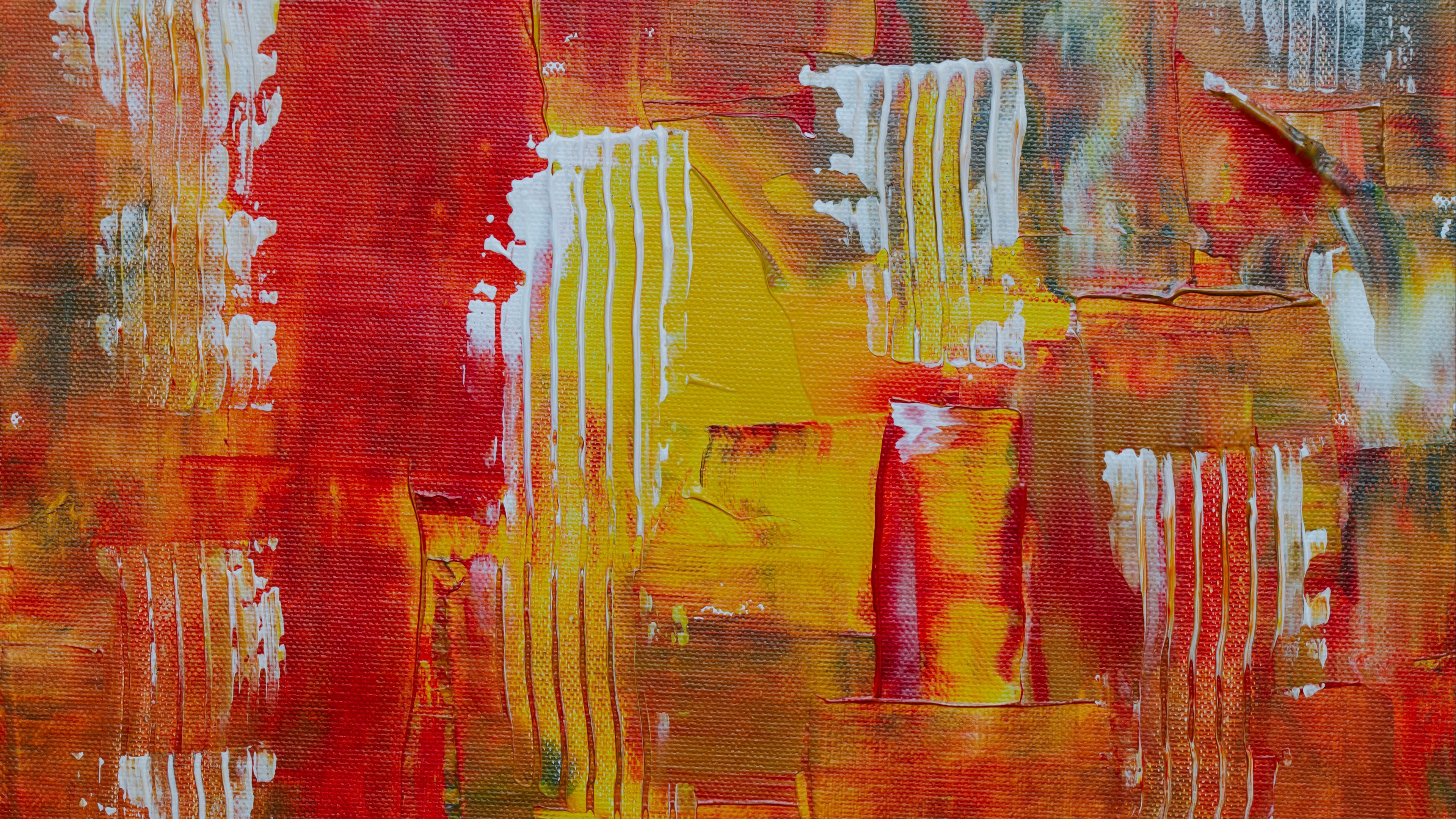 paint, canvas, red, yellow, lines, 4k, HD Wallpaper