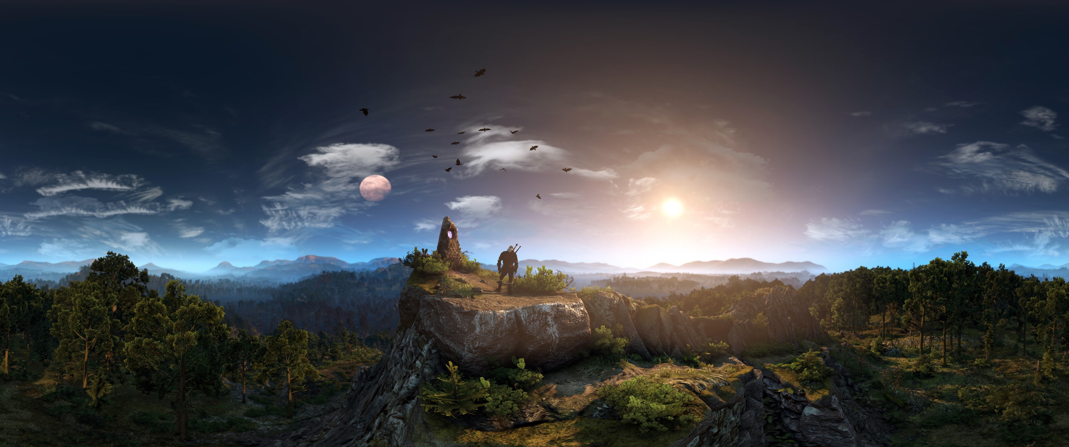The Witcher 3: Wild Hunt, ultra-wide, video games, screen shot, RPG, sky, landscape, Nvidia Ansel, HD Wallpaper