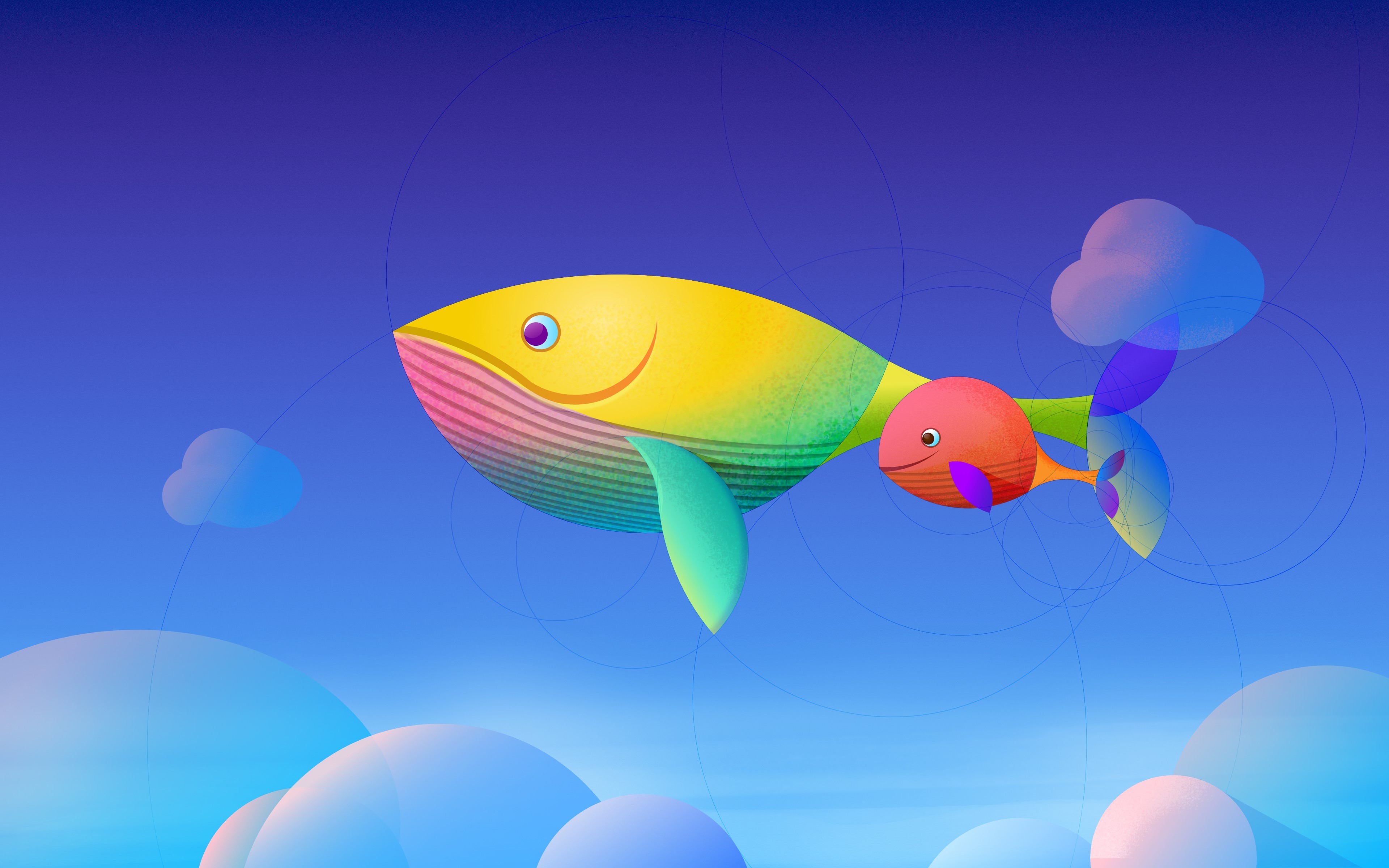 digital art, whale, animals, artwork, HD Wallpaper