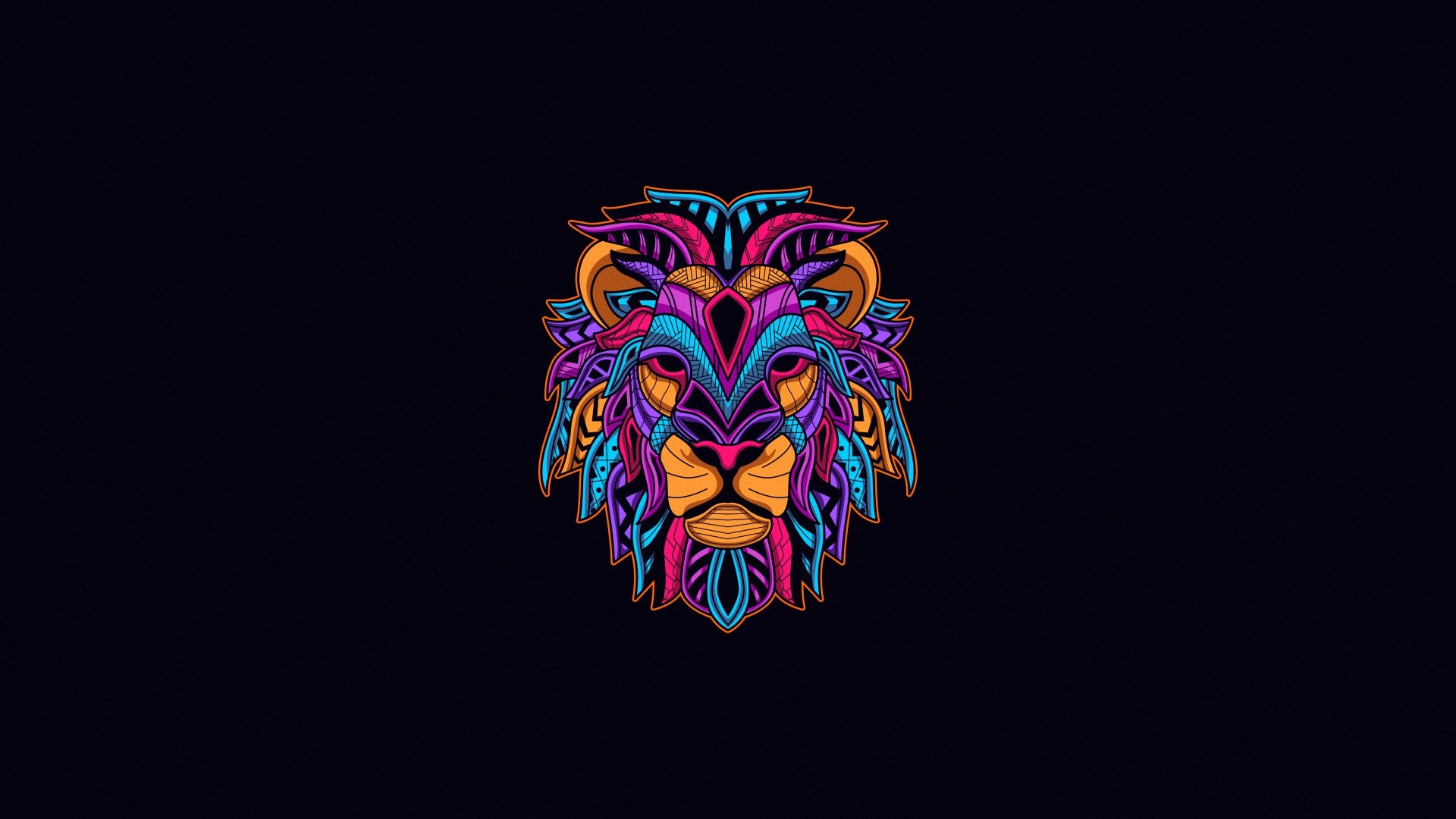 lion, minimalism, simple background, artwork, animals, HD Wallpaper