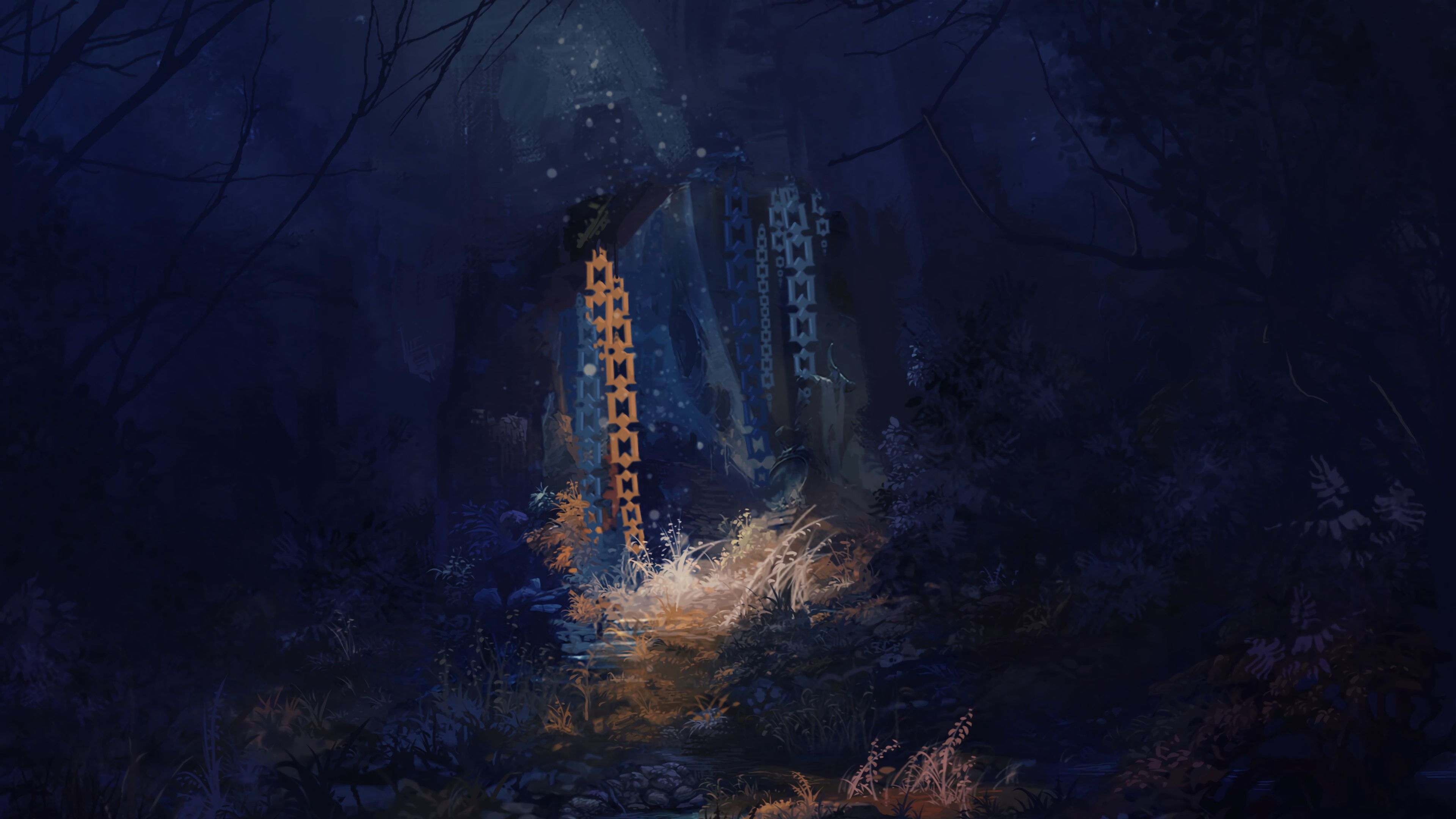 forest, dark, art, 4k, HD Wallpaper