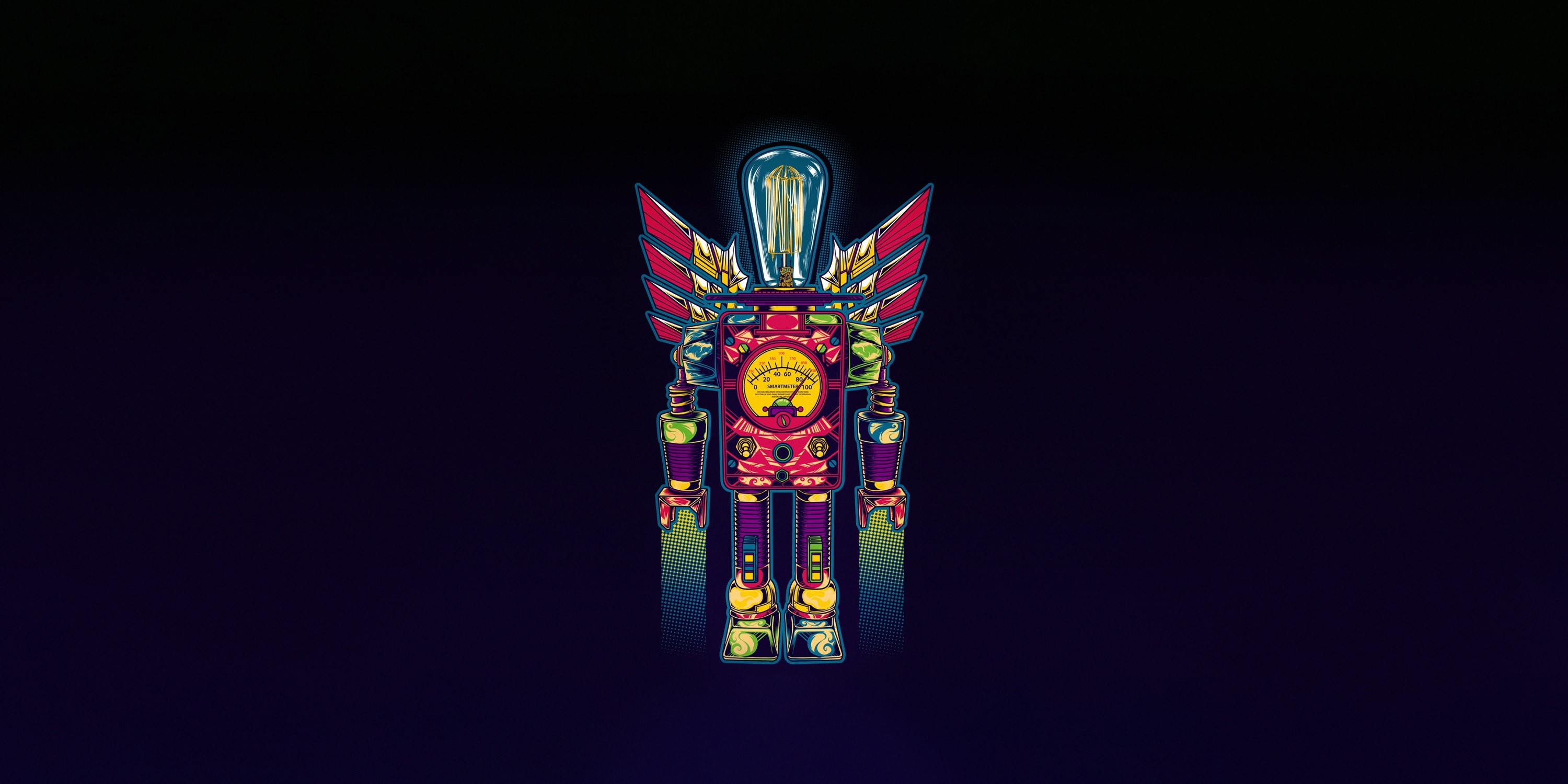 robot, simple background, colorful, artwork, machine, HD Wallpaper