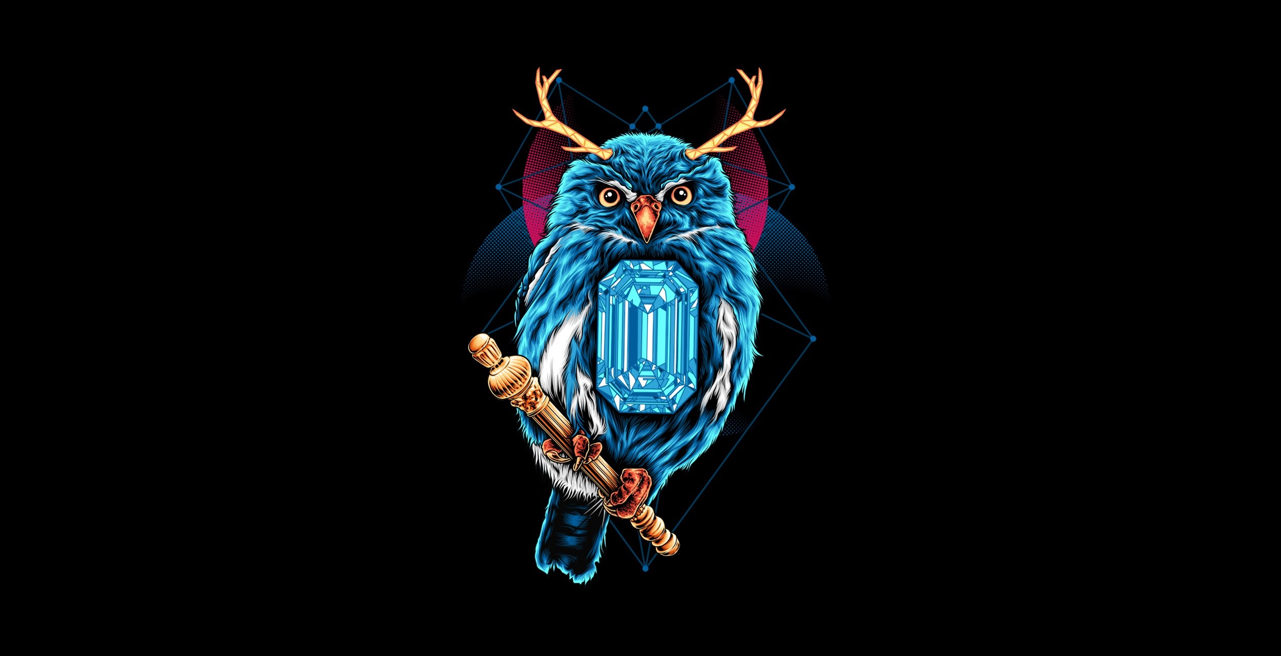 minimalism, artwork, animals, owl, simple background, birds, HD Wallpaper