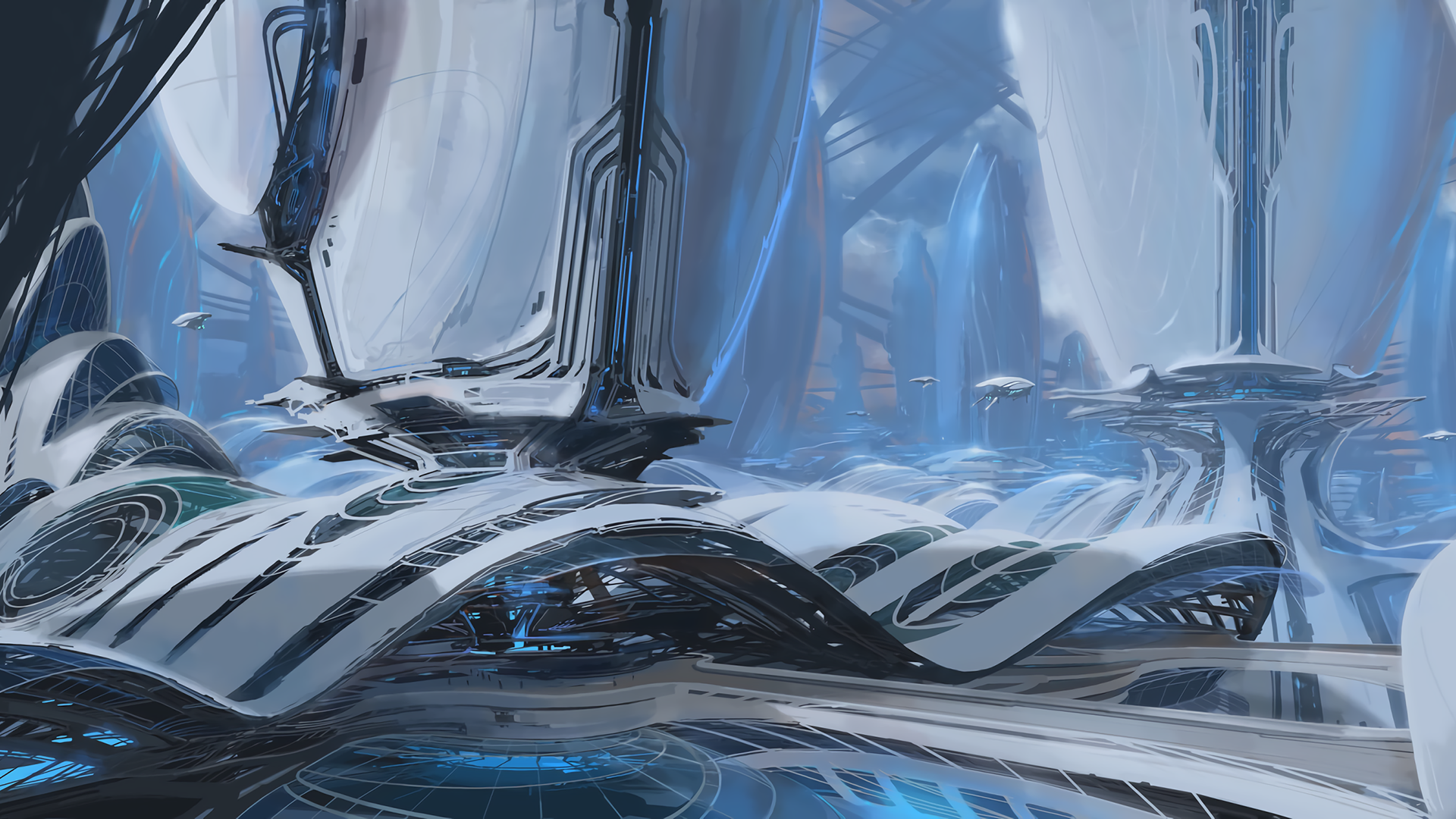 science fiction, building, artwork, futuristic, HD Wallpaper