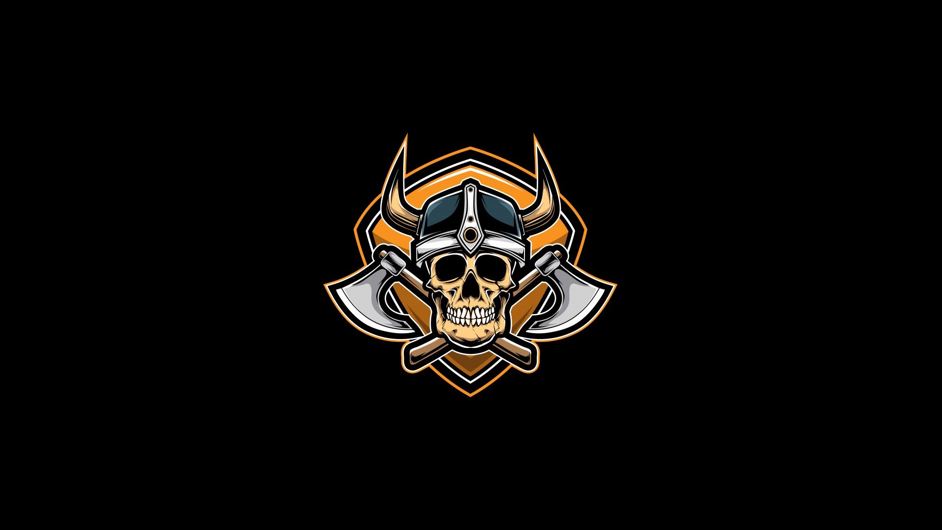 axes, skull, helmet, artwork, minimalism, simple background, HD Wallpaper