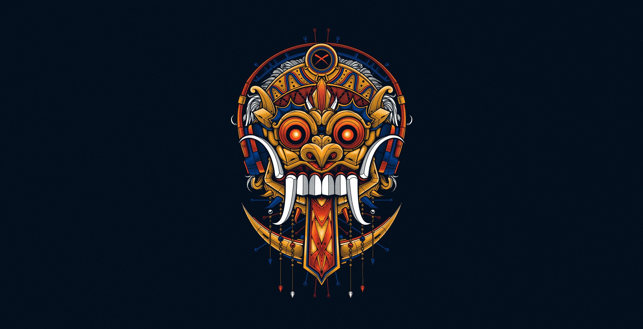 mask, artwork, simple background, minimalism, HD Wallpaper