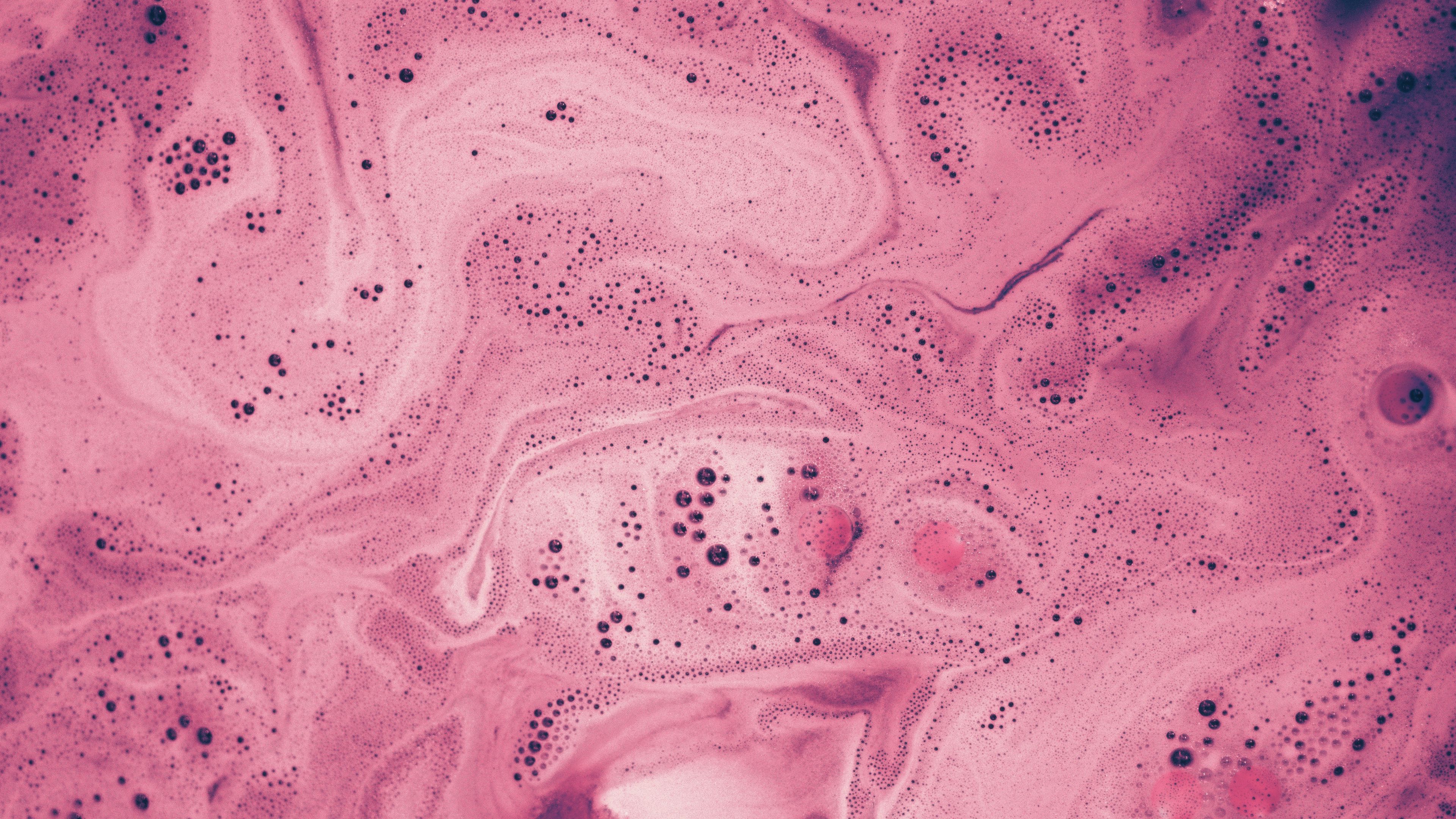 liquid, bubbles, pink, paint, macro, 4k, HD Wallpaper
