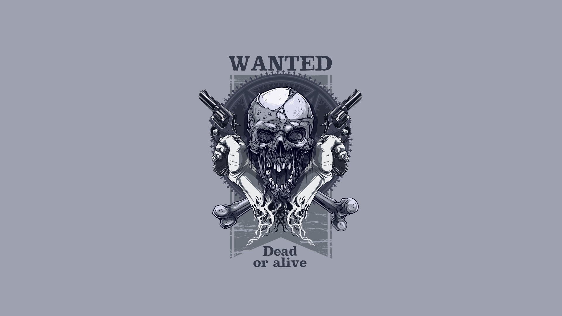 simple background, skull, artwork, weapon, HD Wallpaper
