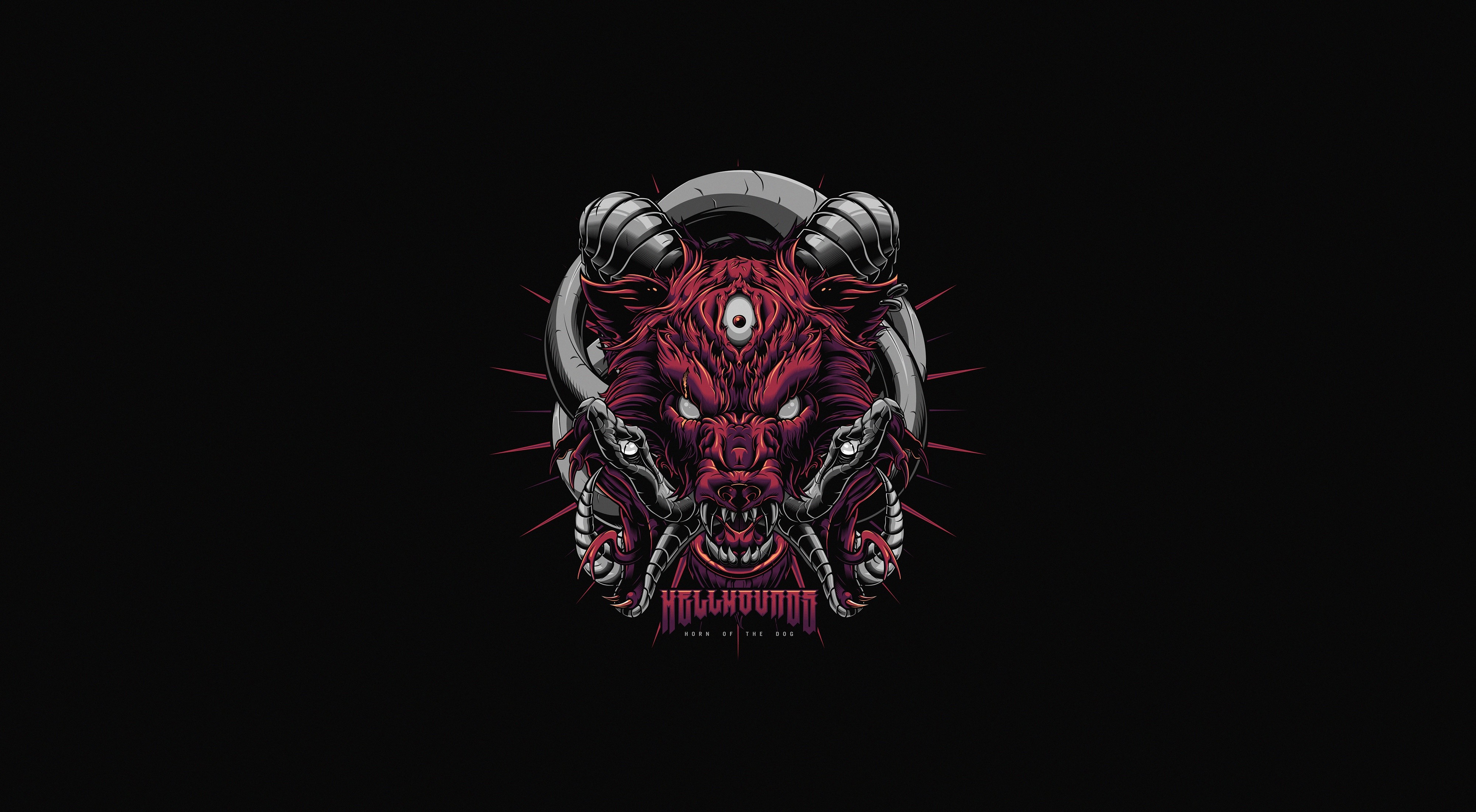 skull, artwork, demon, minimalism, simple background, HD Wallpaper