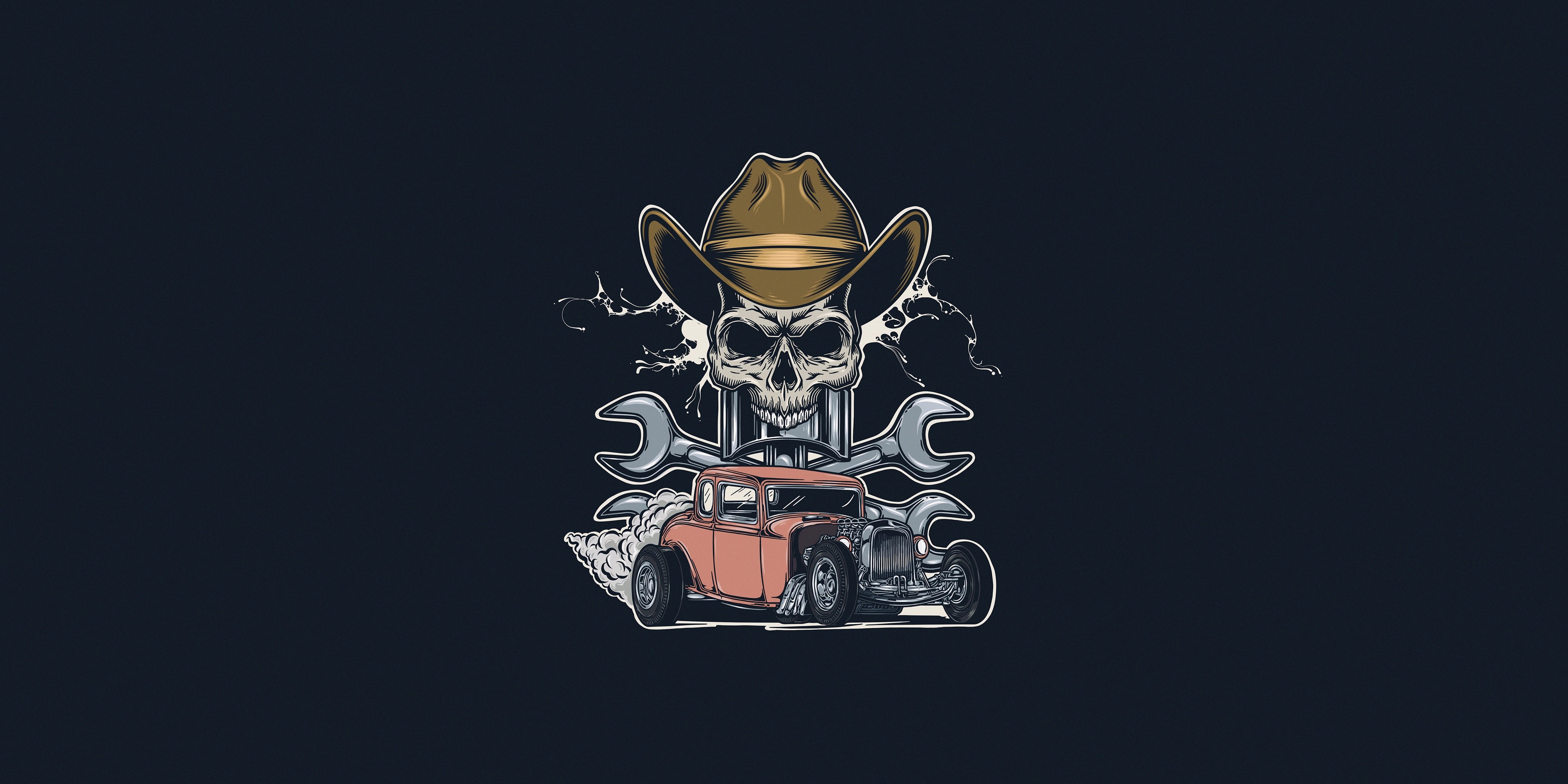 skull, simple background, car, vehicle, artwork, HD Wallpaper