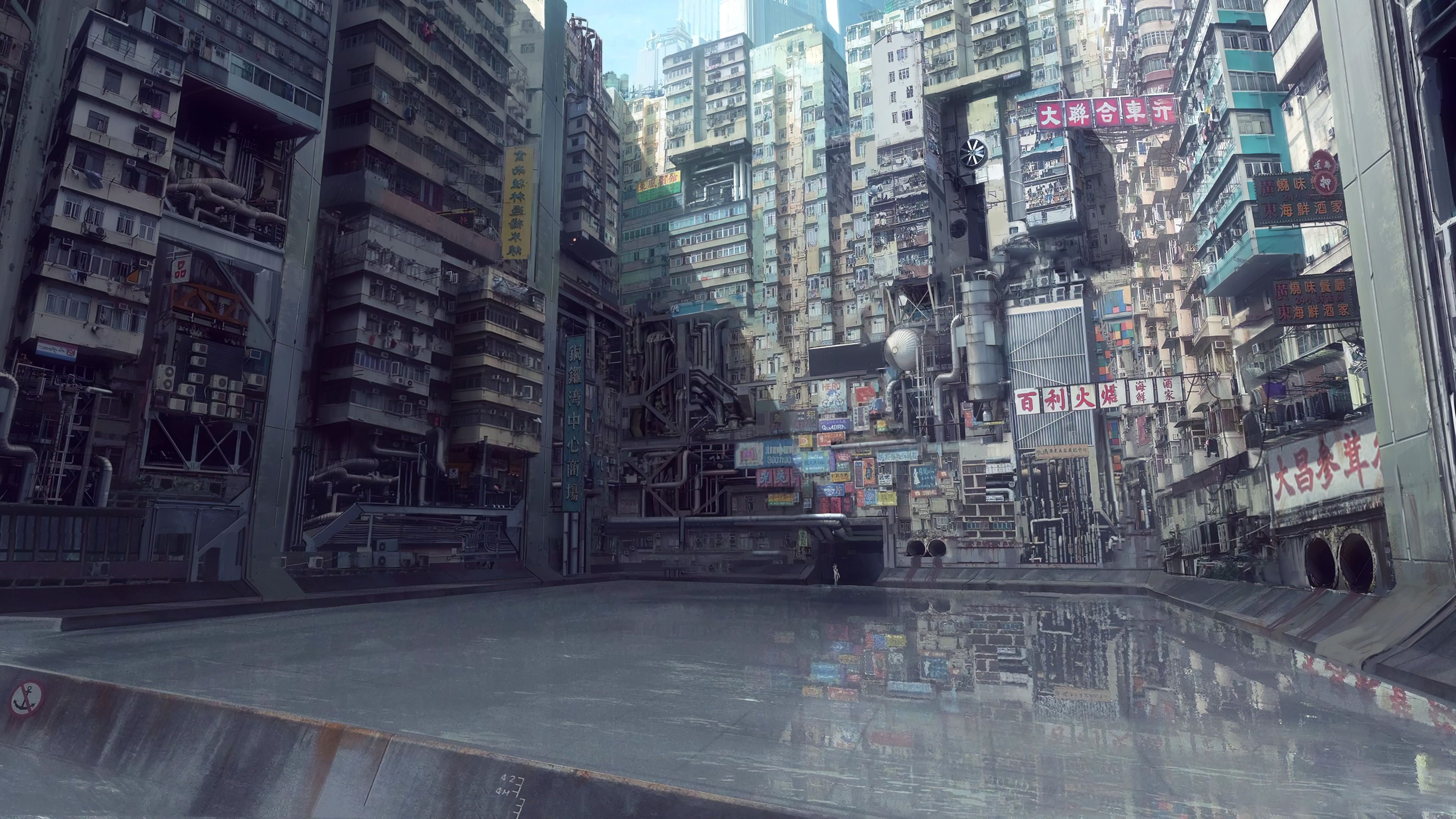 Ghost in the Shell, digital art, urban, city, water, anime, Japan, HD Wallpaper