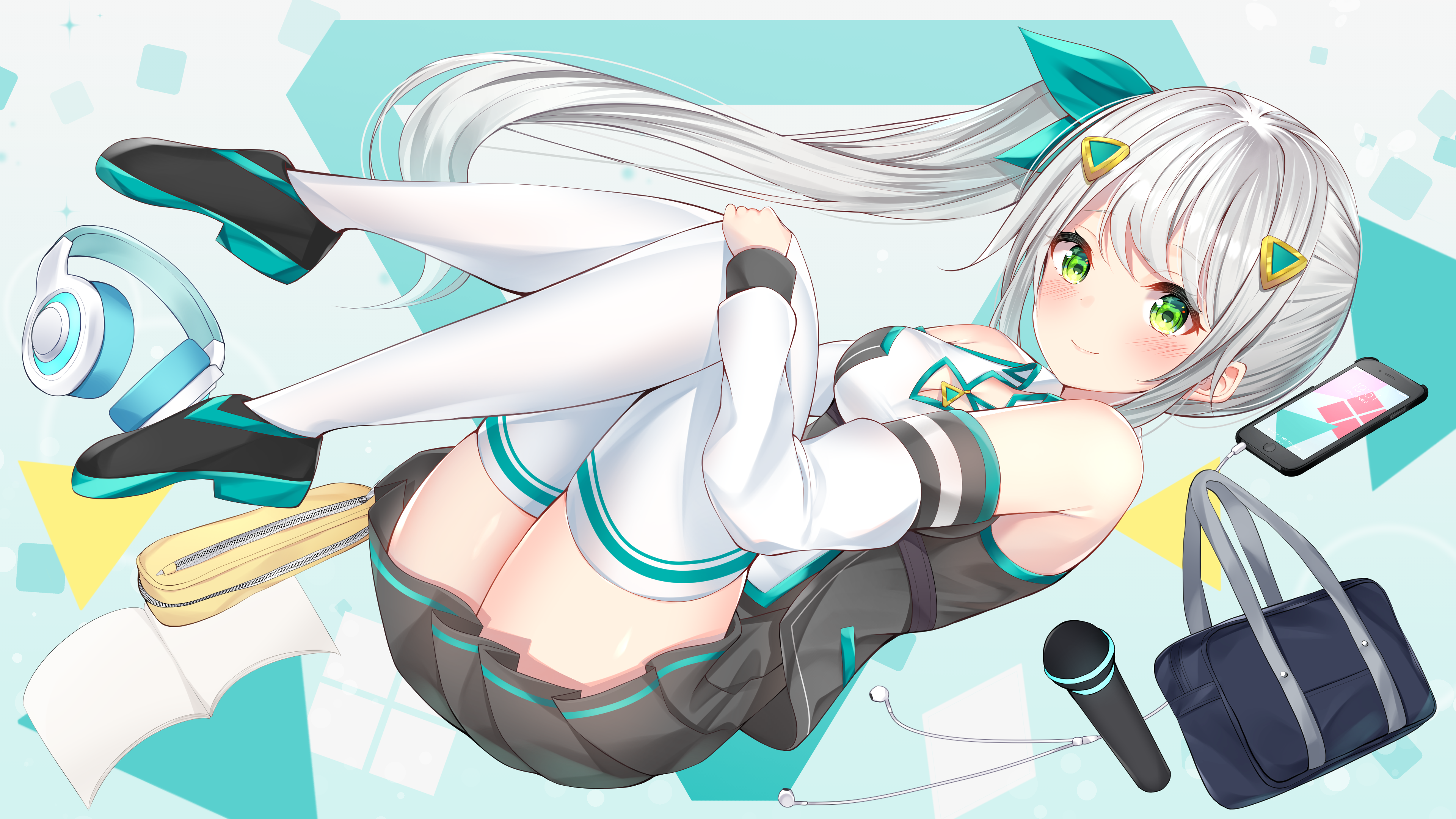 anime, anime girls, digital art, artwork, 2D, cyan, HD Wallpaper