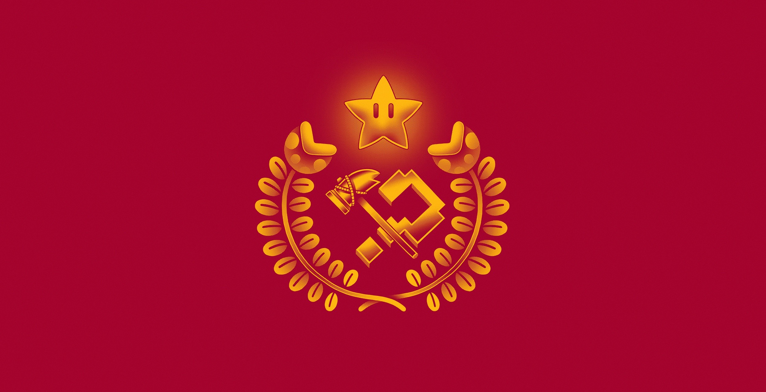 red background, simple background, video games, Super Mario, video game art, red, hammer and sickle, HD Wallpaper