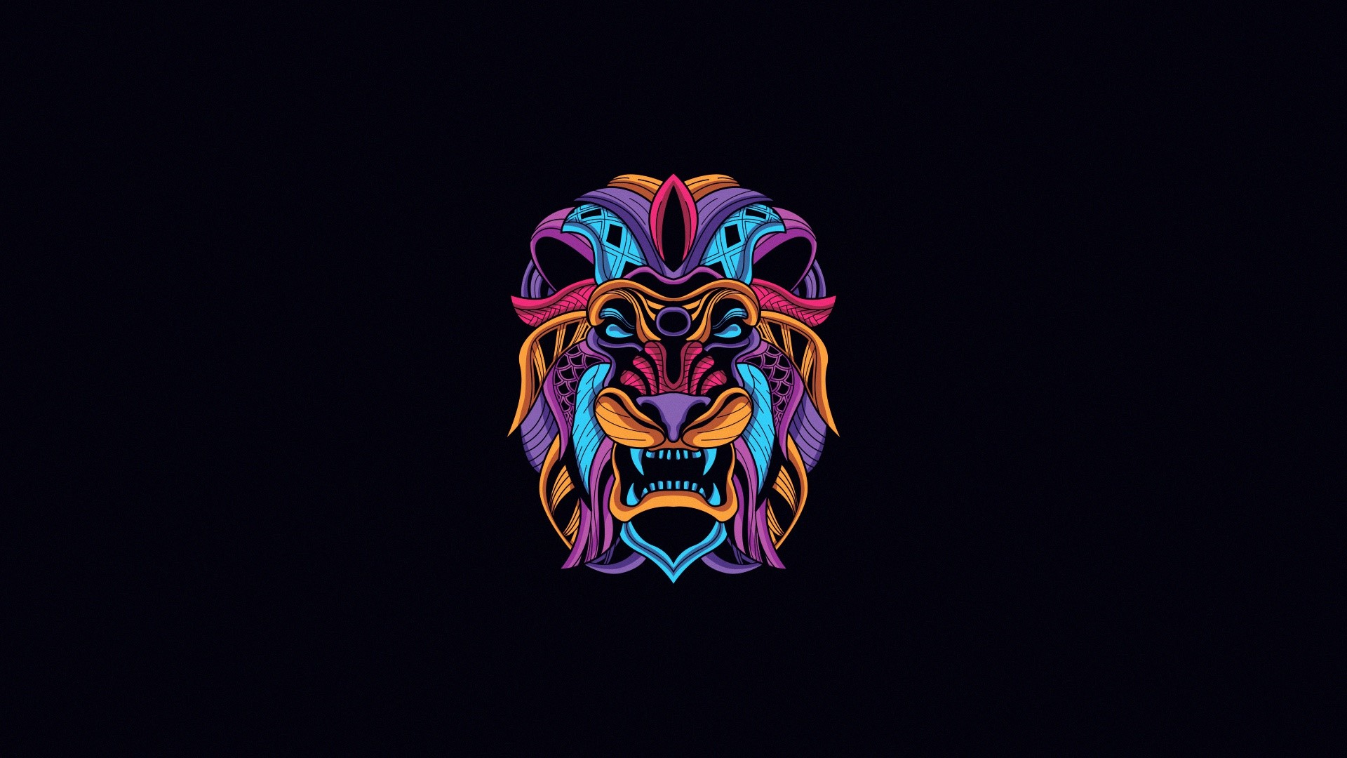 lion, minimalism, animals, artwork, simple background, HD Wallpaper