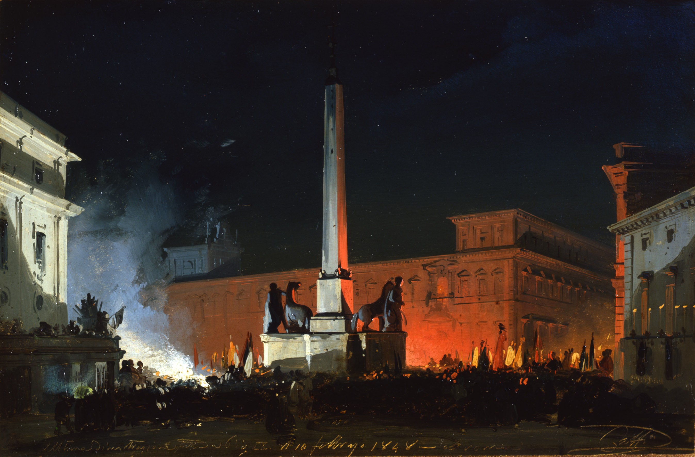 Ippolito Caffi, Venice, painting, night, romantic, HD Wallpaper