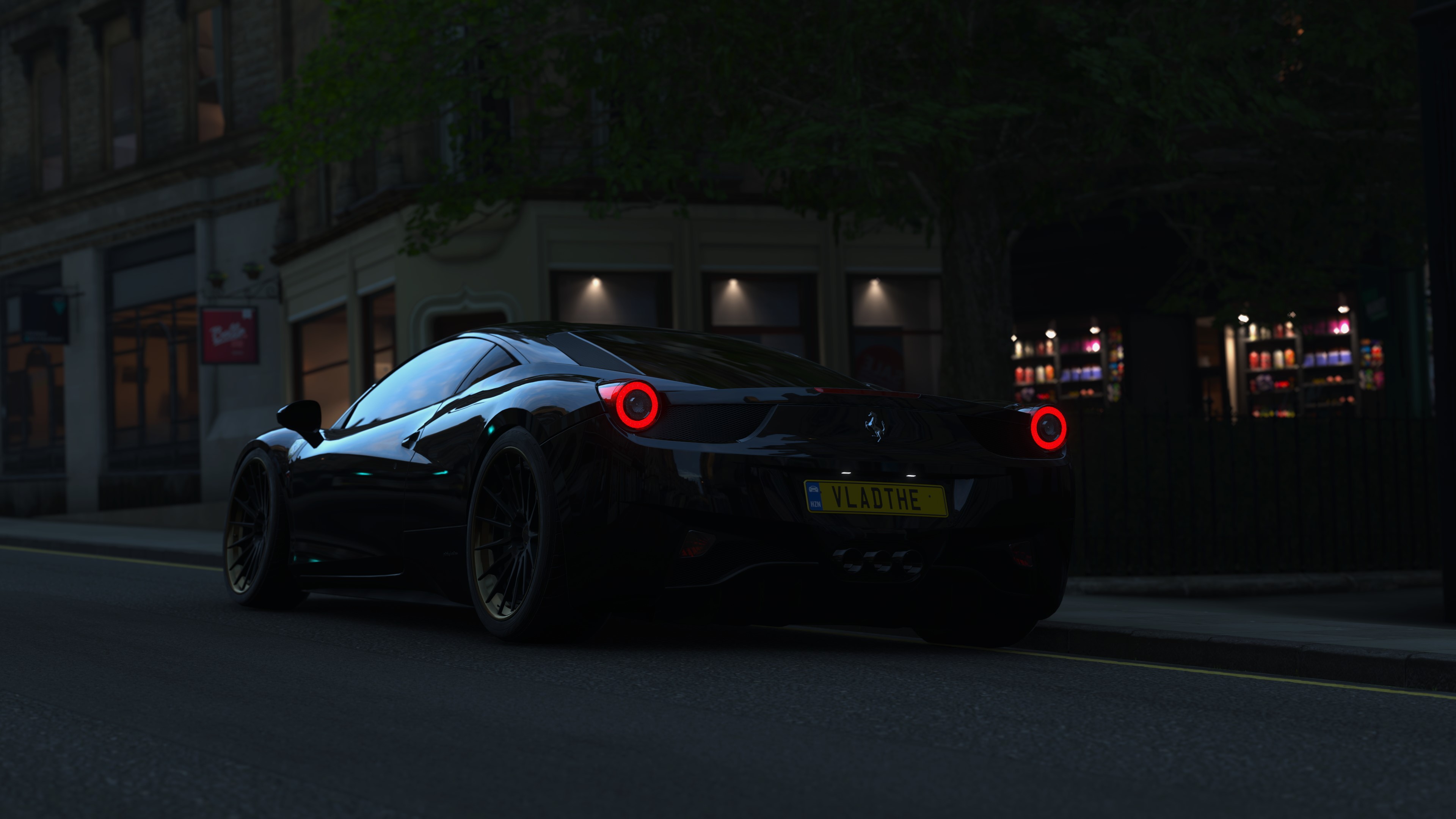 Forza, Forza Horizon 4, dark, black cars, car, video games, screen shot, HD Wallpaper