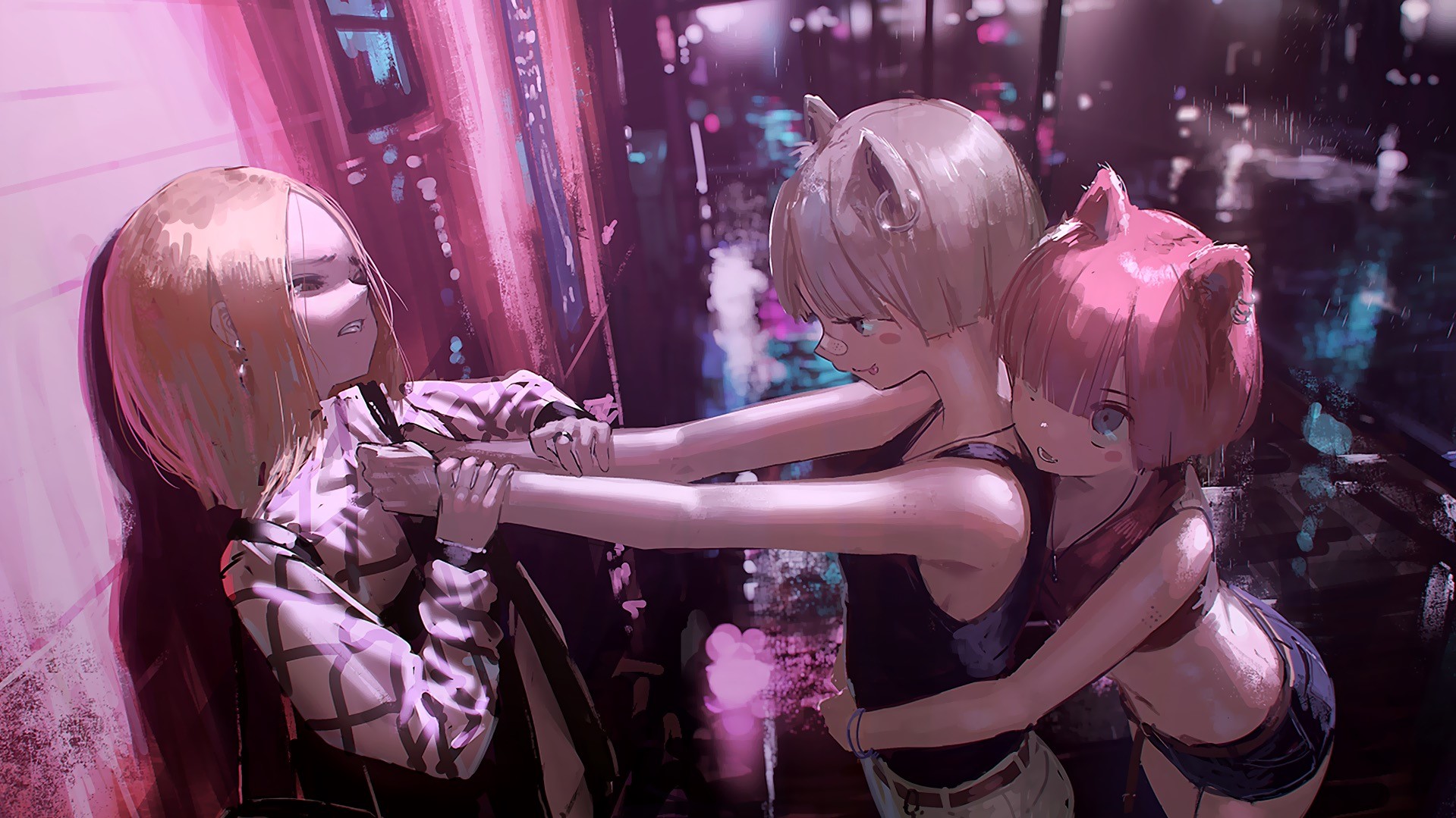 nekomimi, artwork, original characters, anime, anime girls, HD Wallpaper
