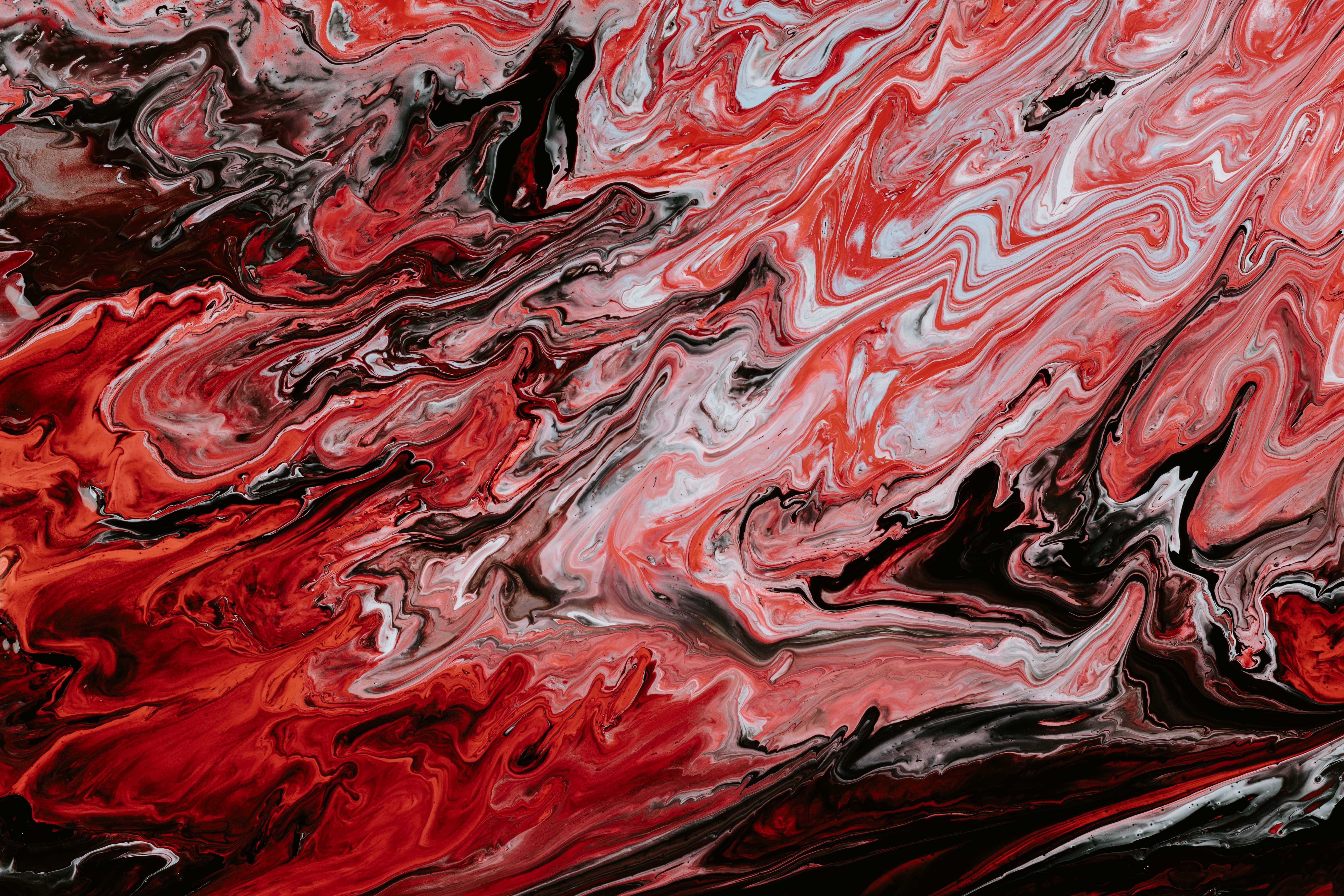 water, red, artwork, oil painting, shapes, HD Wallpaper