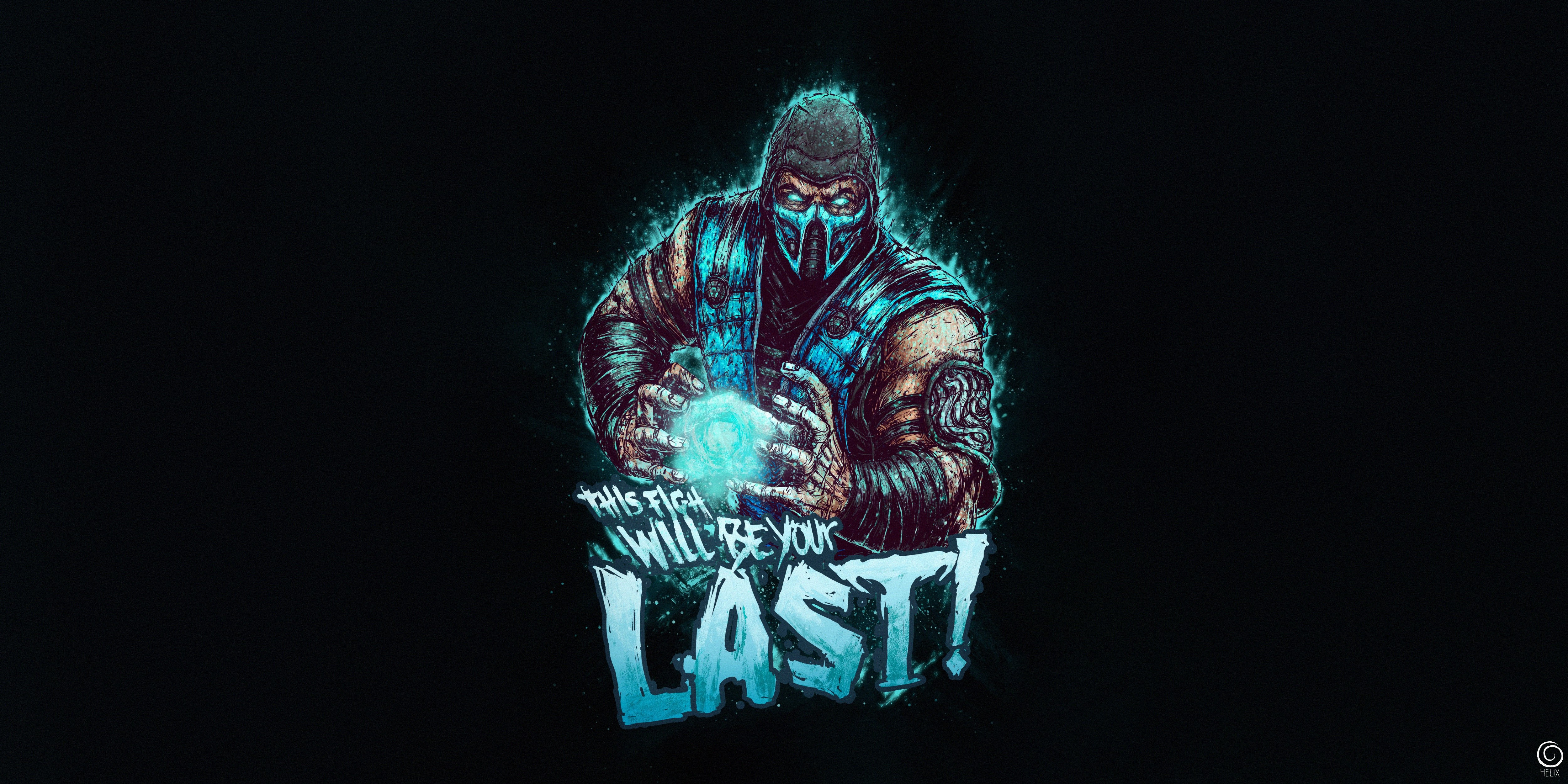 video games, Mortal Kombat, video game art, Video Game Warriors, Bogdan Timchenko, Sub Zero, cyan, HD Wallpaper