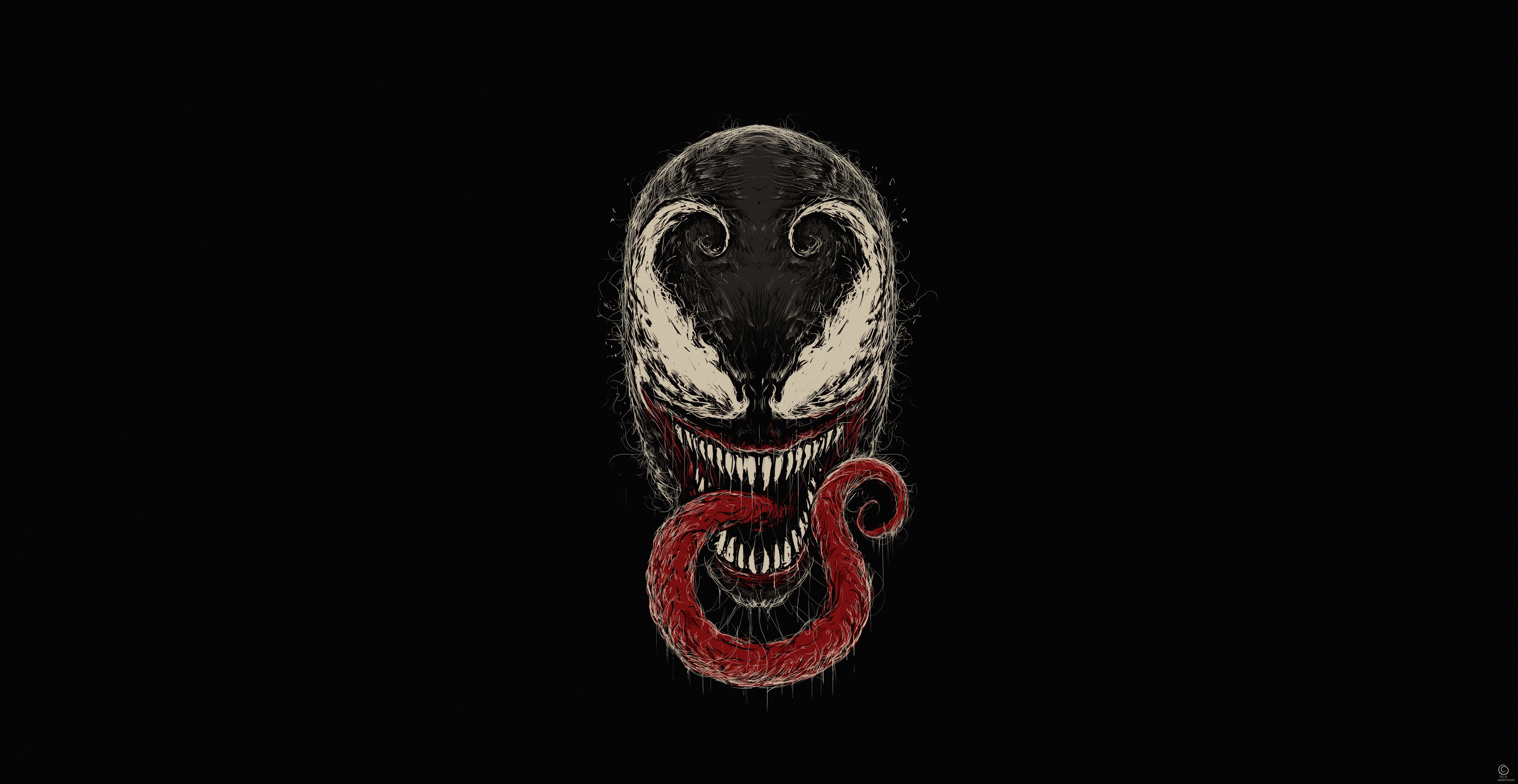 simple background, Venom, artwork, creature, HD Wallpaper