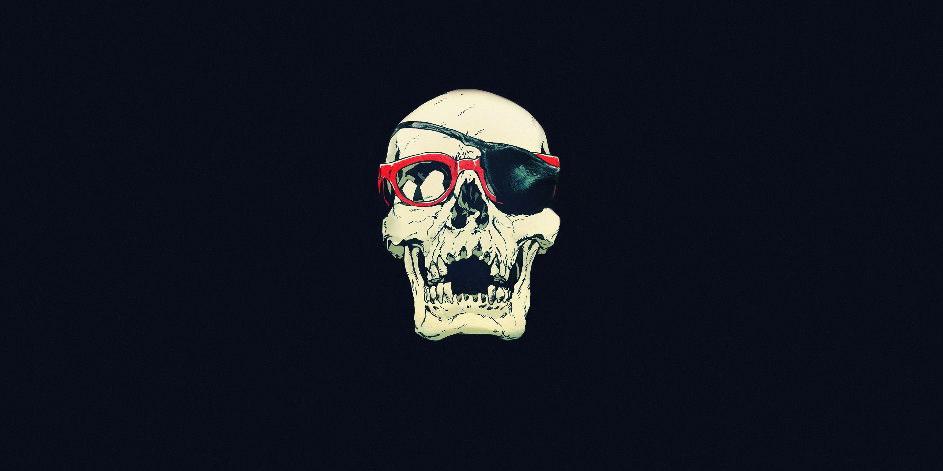 artwork, glasses, eyepatches, simple background, skull, HD Wallpaper