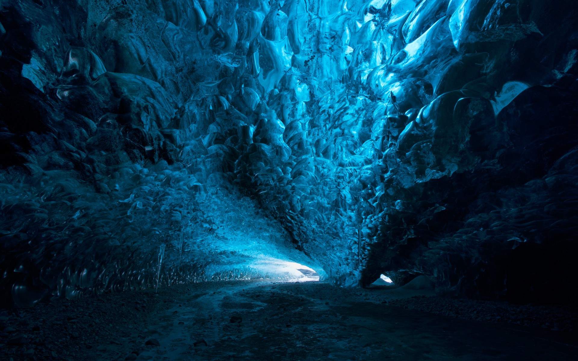 cave, ice, blue, nature, icicle, dark, Windows 10, glaciers, cyan, gravel, HD Wallpaper