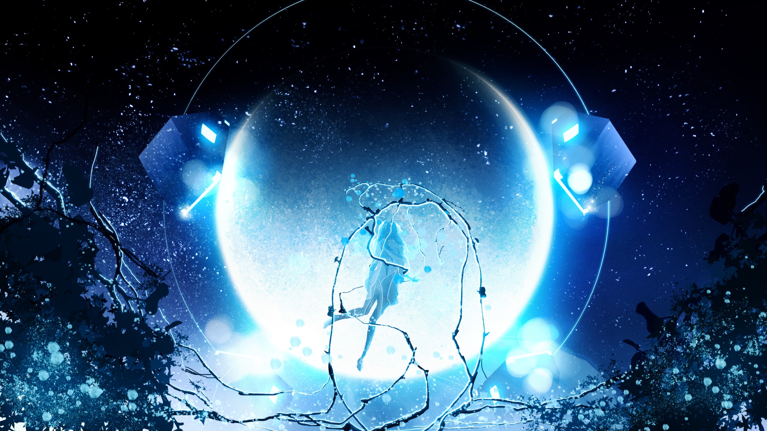 anime, anime girls, cyan, HD Wallpaper