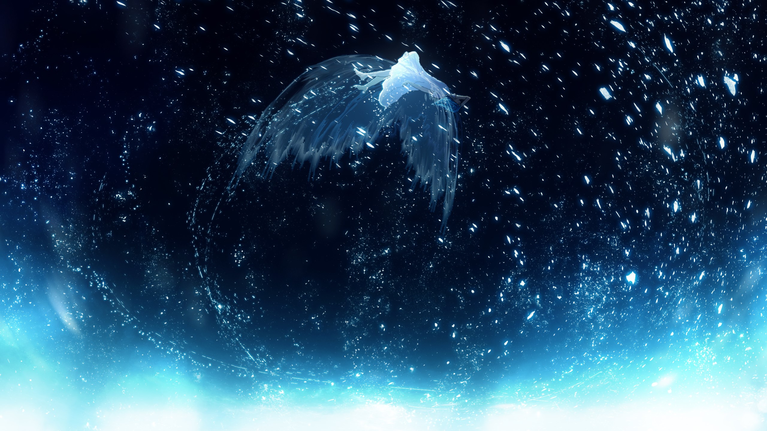 anime, anime girls, cyan, blue, HD Wallpaper