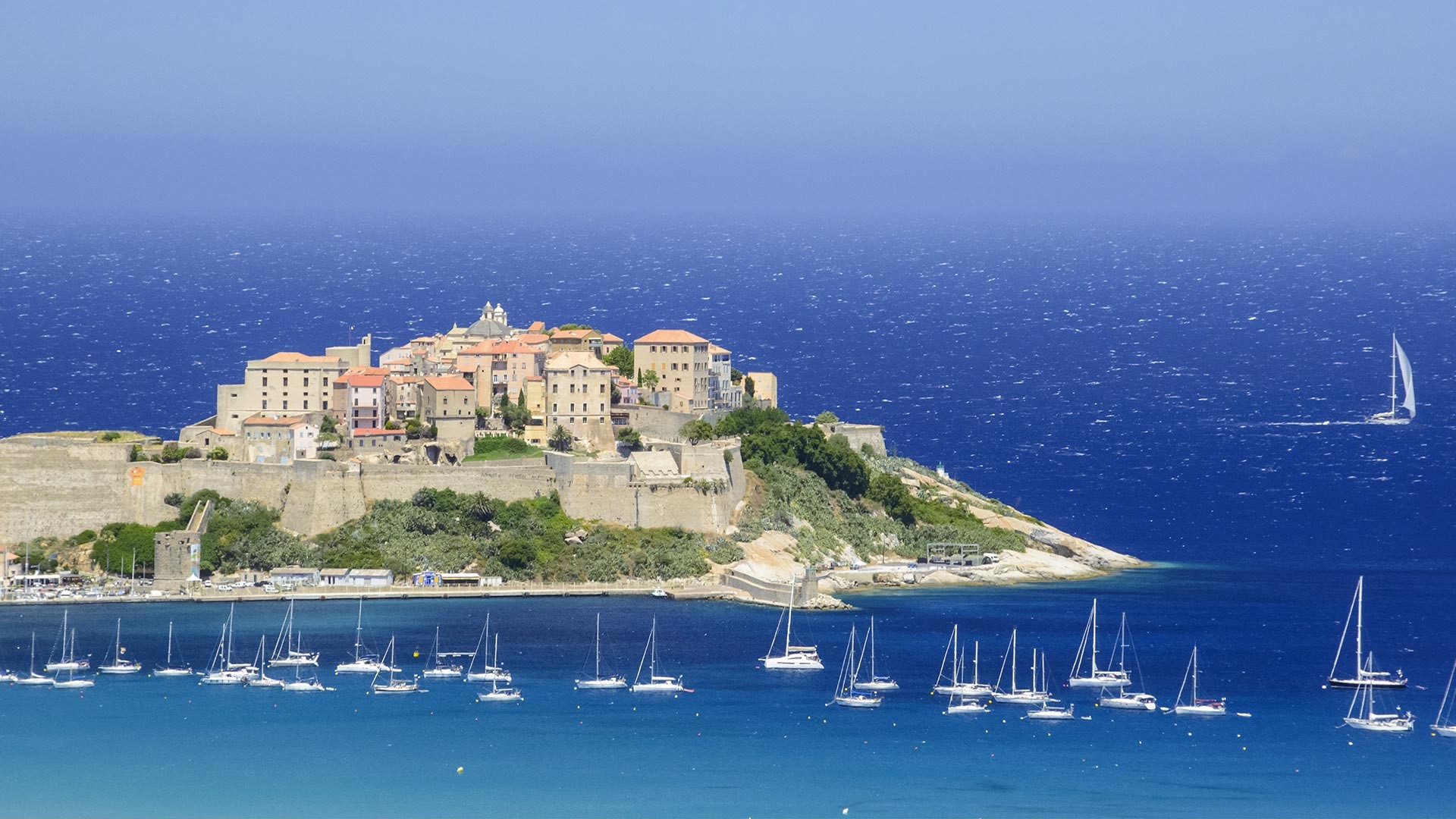 Corsica, sea, water, boat, sailboats, HD Wallpaper