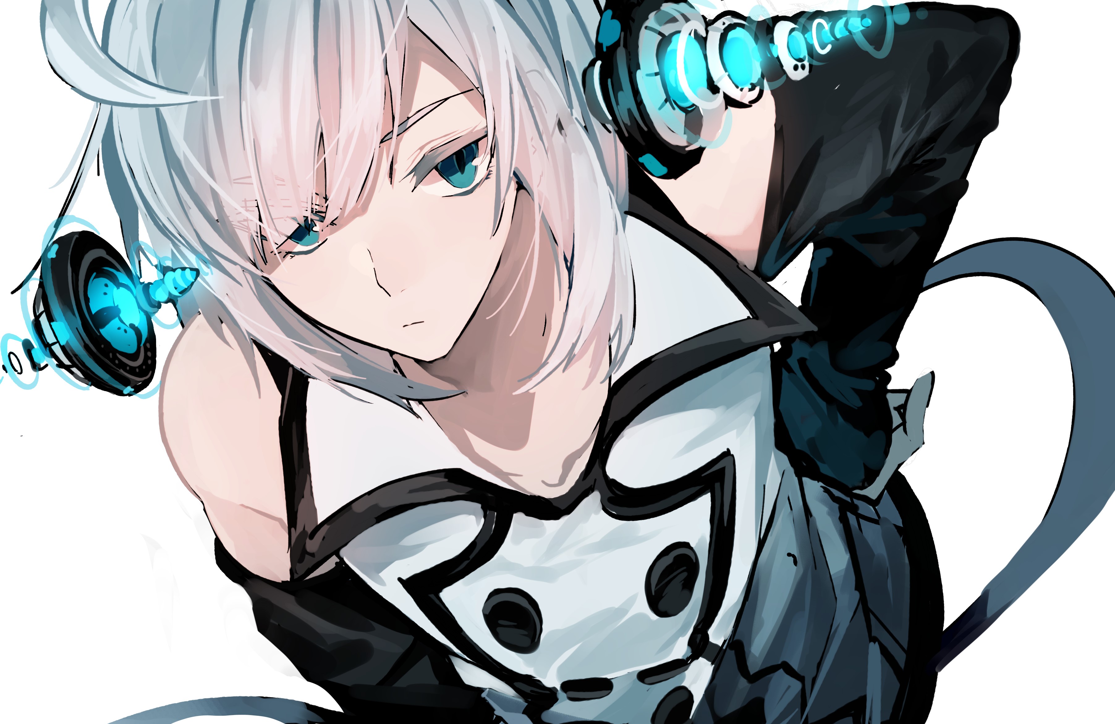 anime, anime girls, digital art, artwork, portrait, simple background, cyan, HD Wallpaper