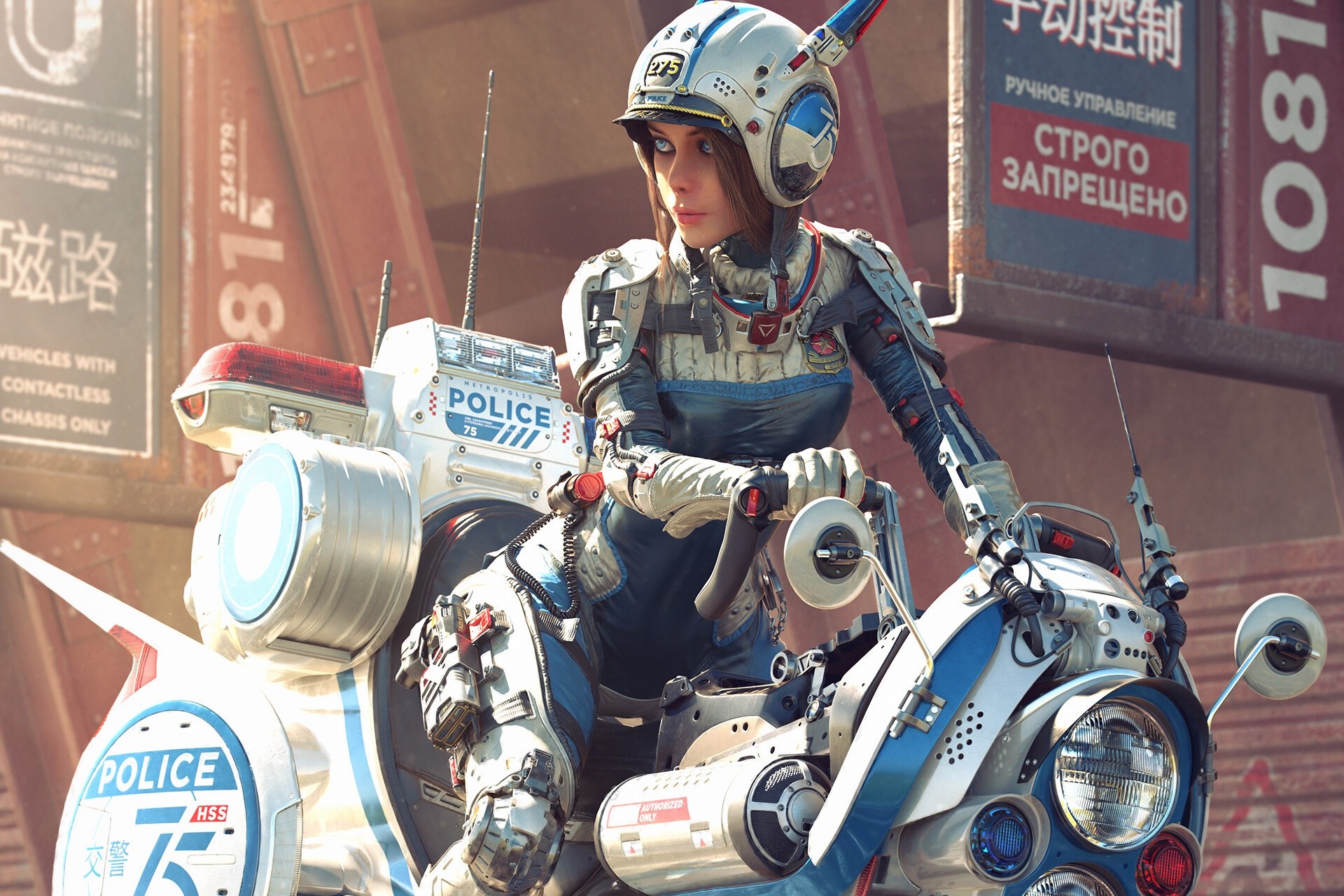 digital art, police, vehicle, futuristic, women, HD Wallpaper