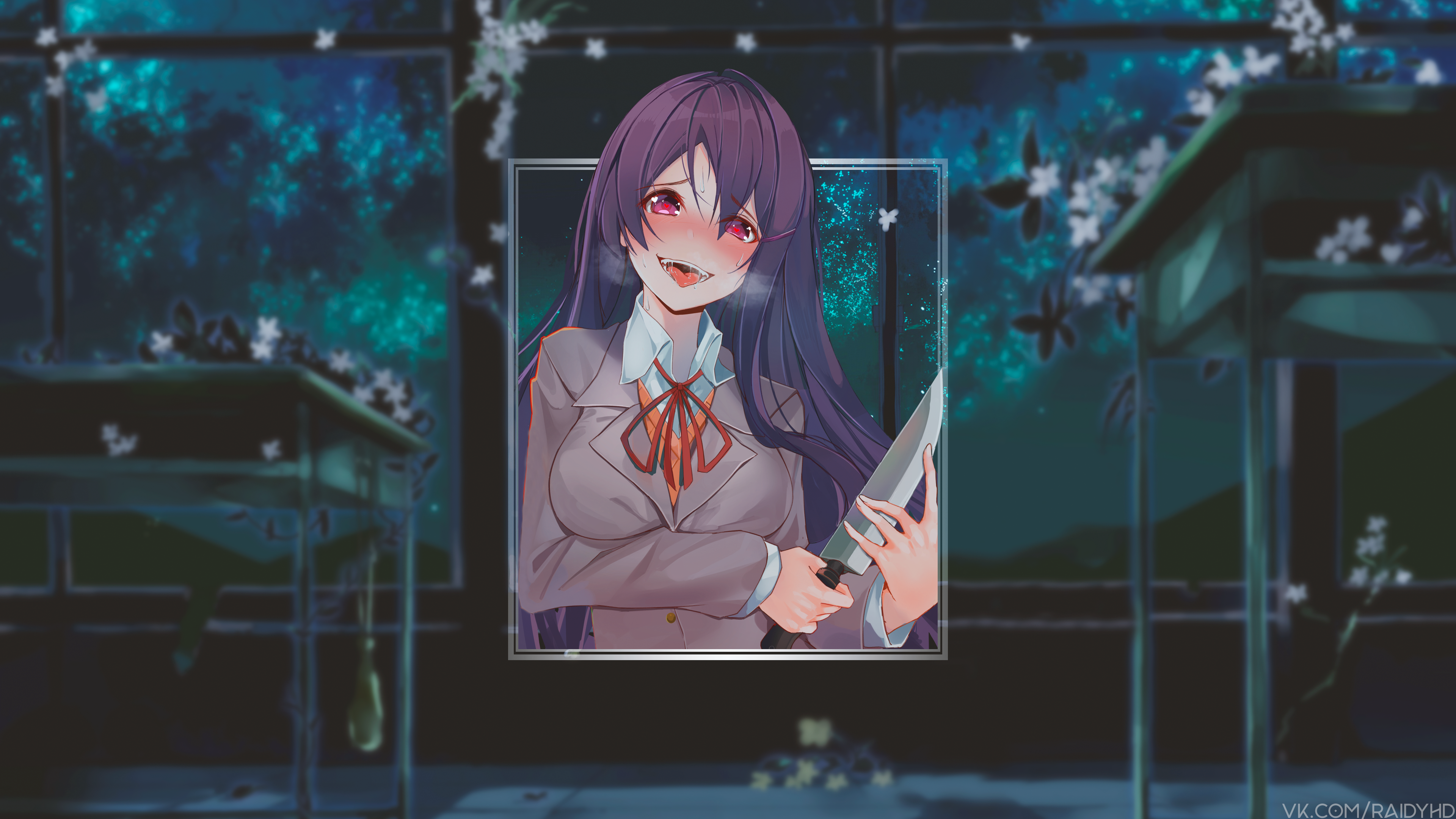 anime, anime girls, picture-in-picture, Doki Doki Literature Club, Yuri (Doki Doki Literature Club), HD Wallpaper