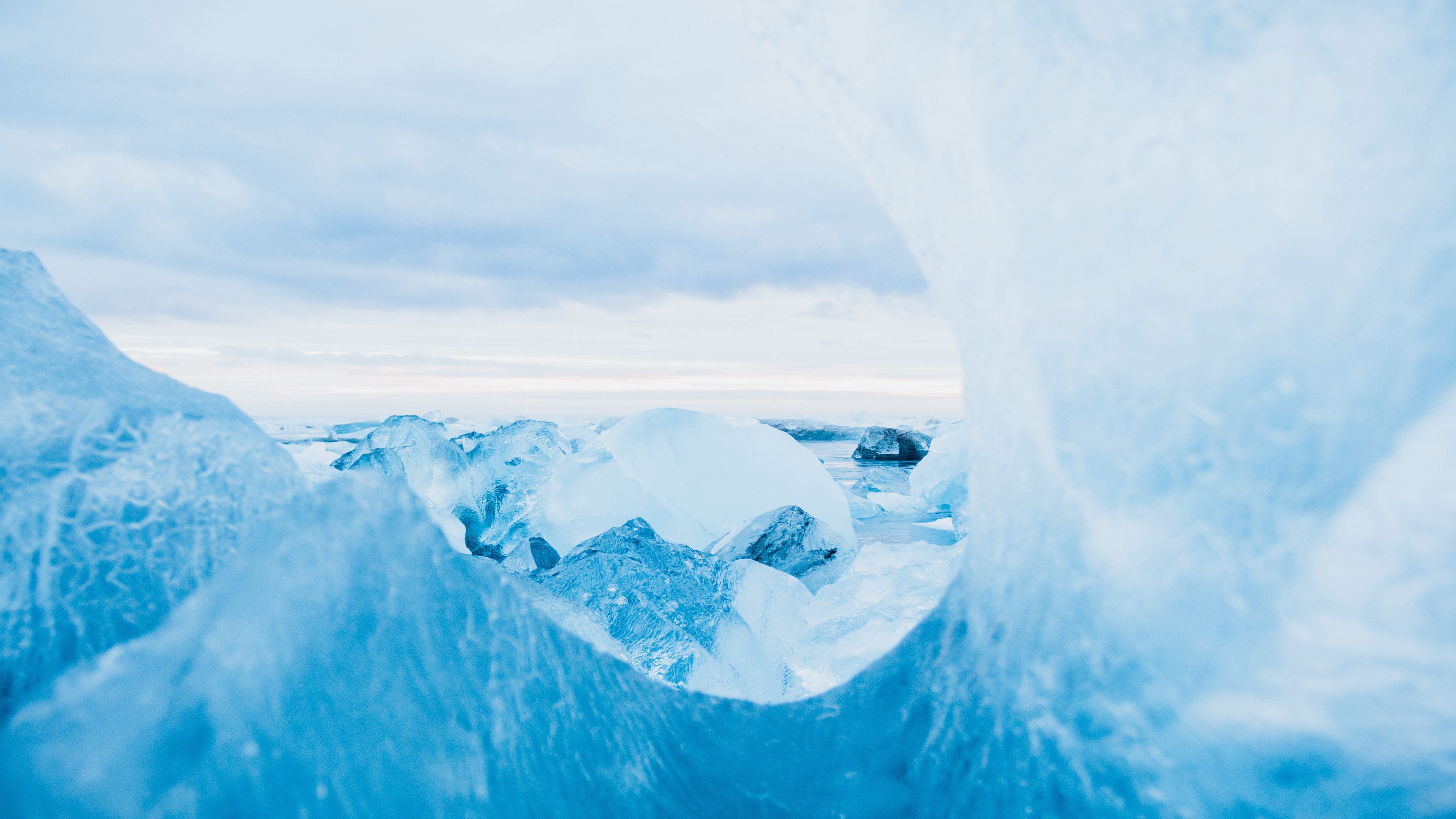 ice, ice floes, macro surface, 4k, HD Wallpaper
