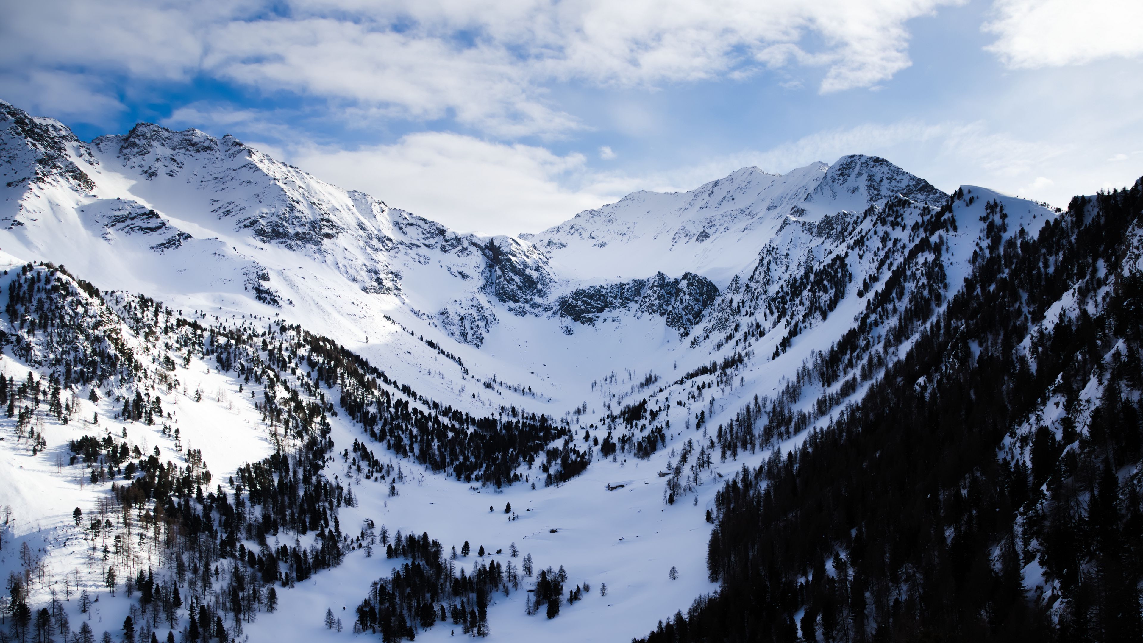 mountains, snow, alps, clouds, snowy, 4k, HD Wallpaper