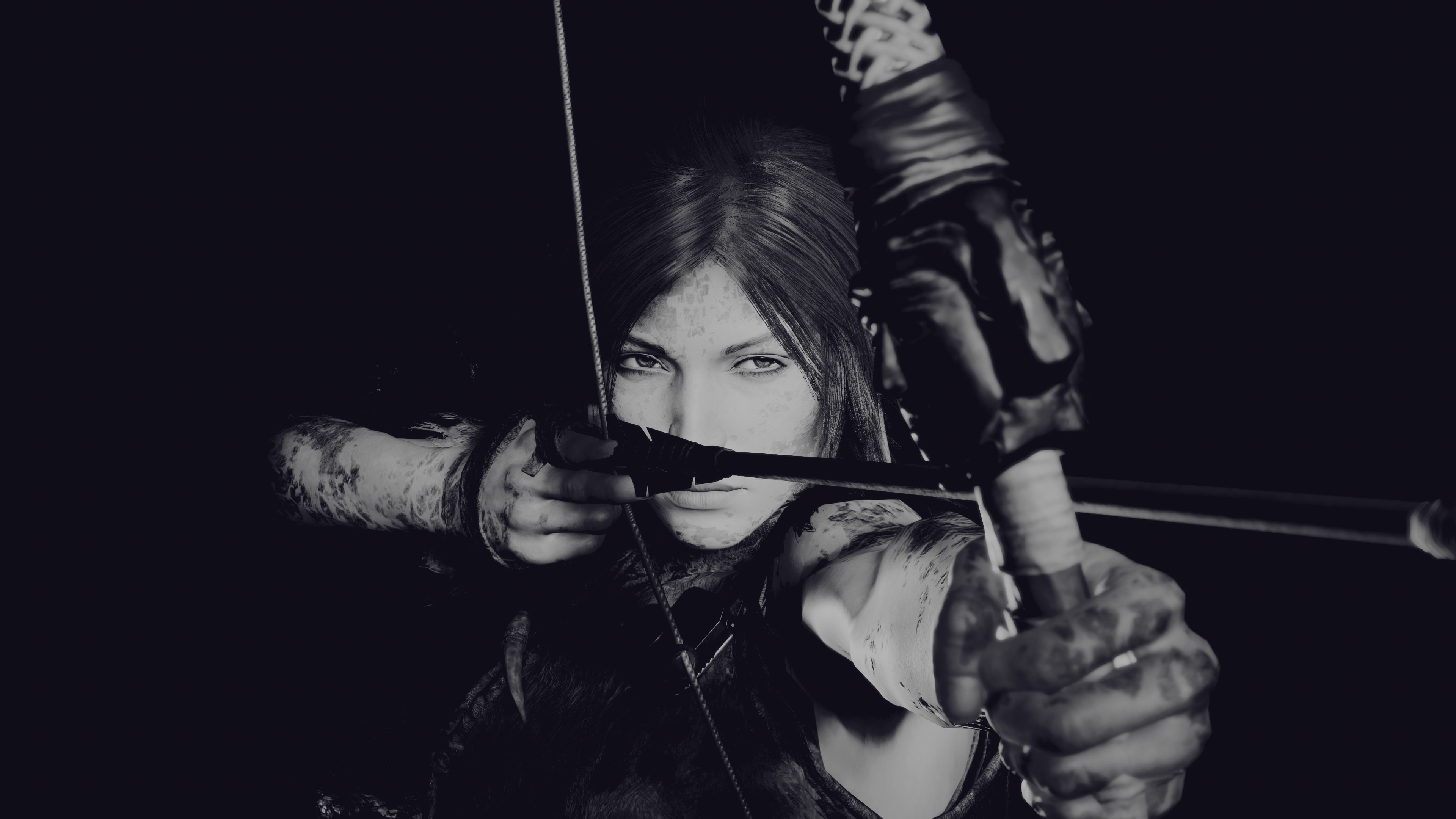 Lara Croft, Shadow of the Tomb Raider, PC gaming, screen shot, Nvidia Ansel, video game characters, monochrome, HD Wallpaper
