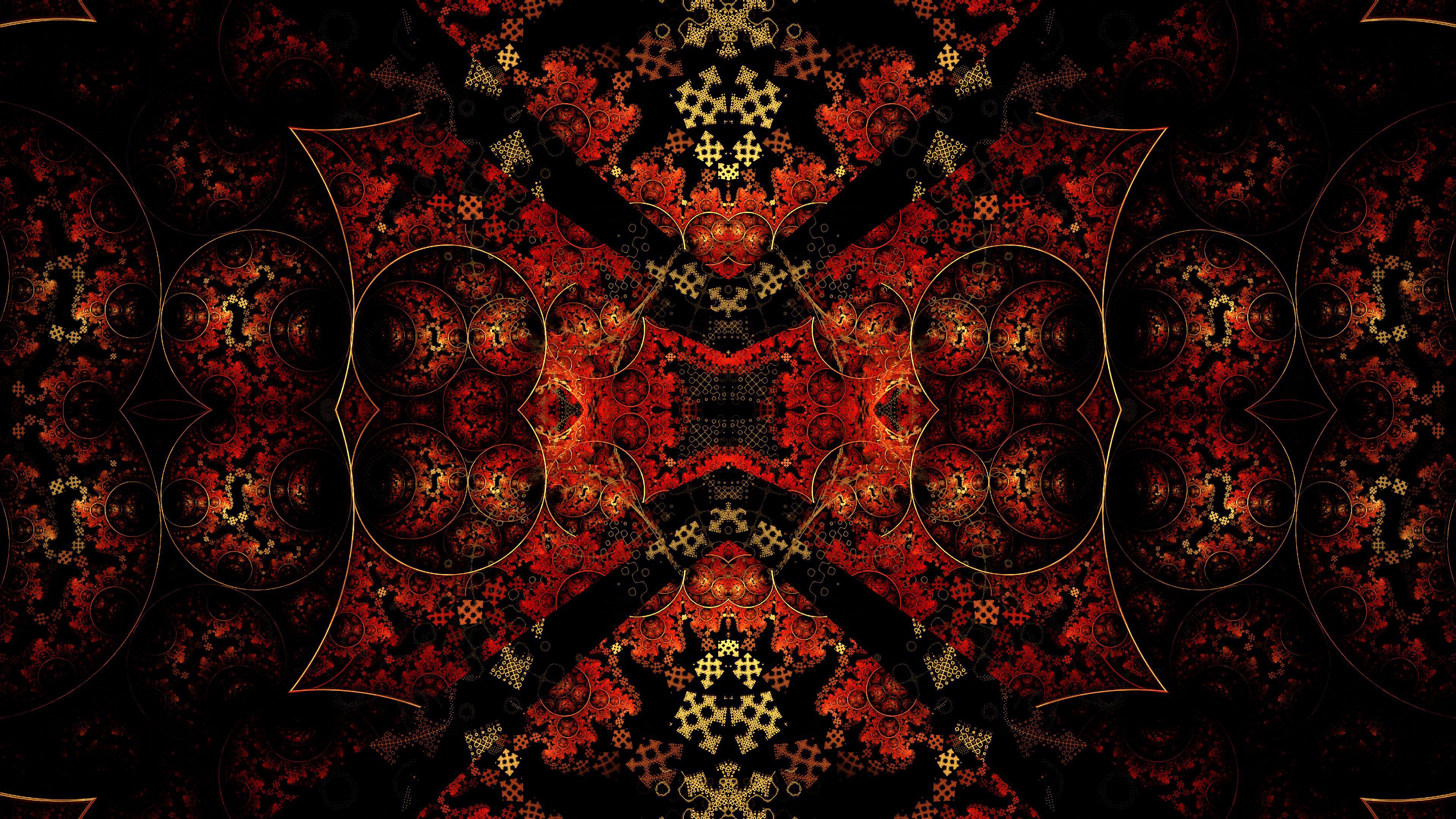 kaleidoscope, pattern, dark, 4k, HD Wallpaper