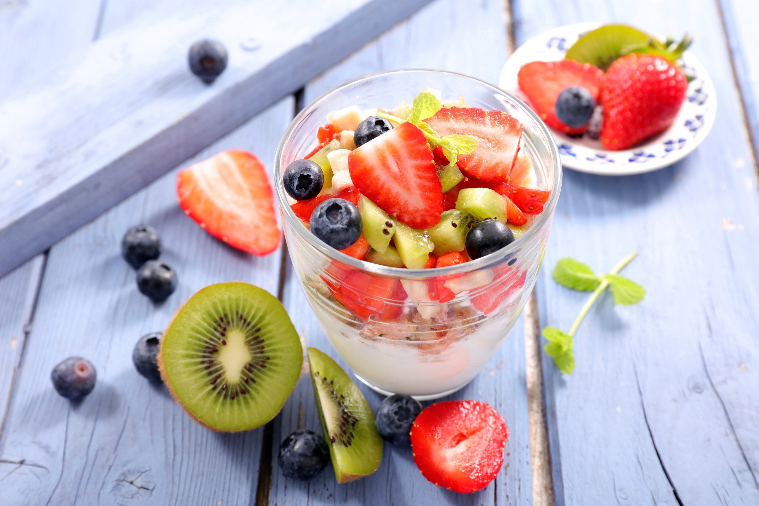 food, fruit, colorful, strawberries, kiwi (fruit), HD Wallpaper