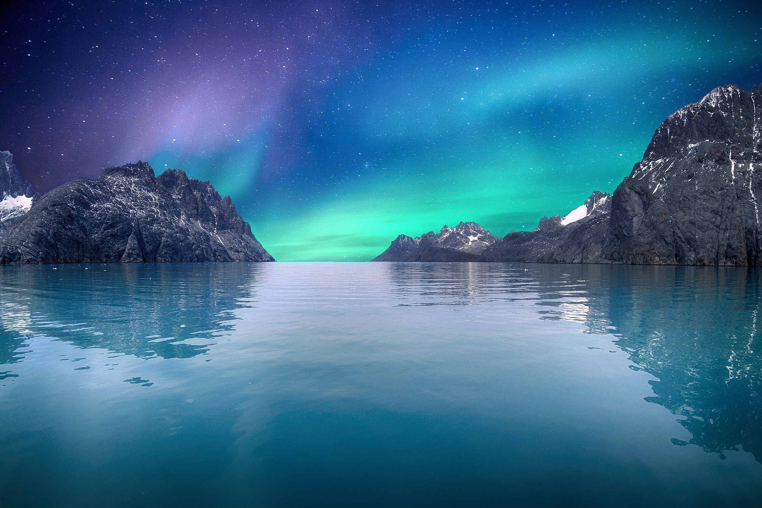nature, digital art, water, sky, rock, cyan, HD Wallpaper