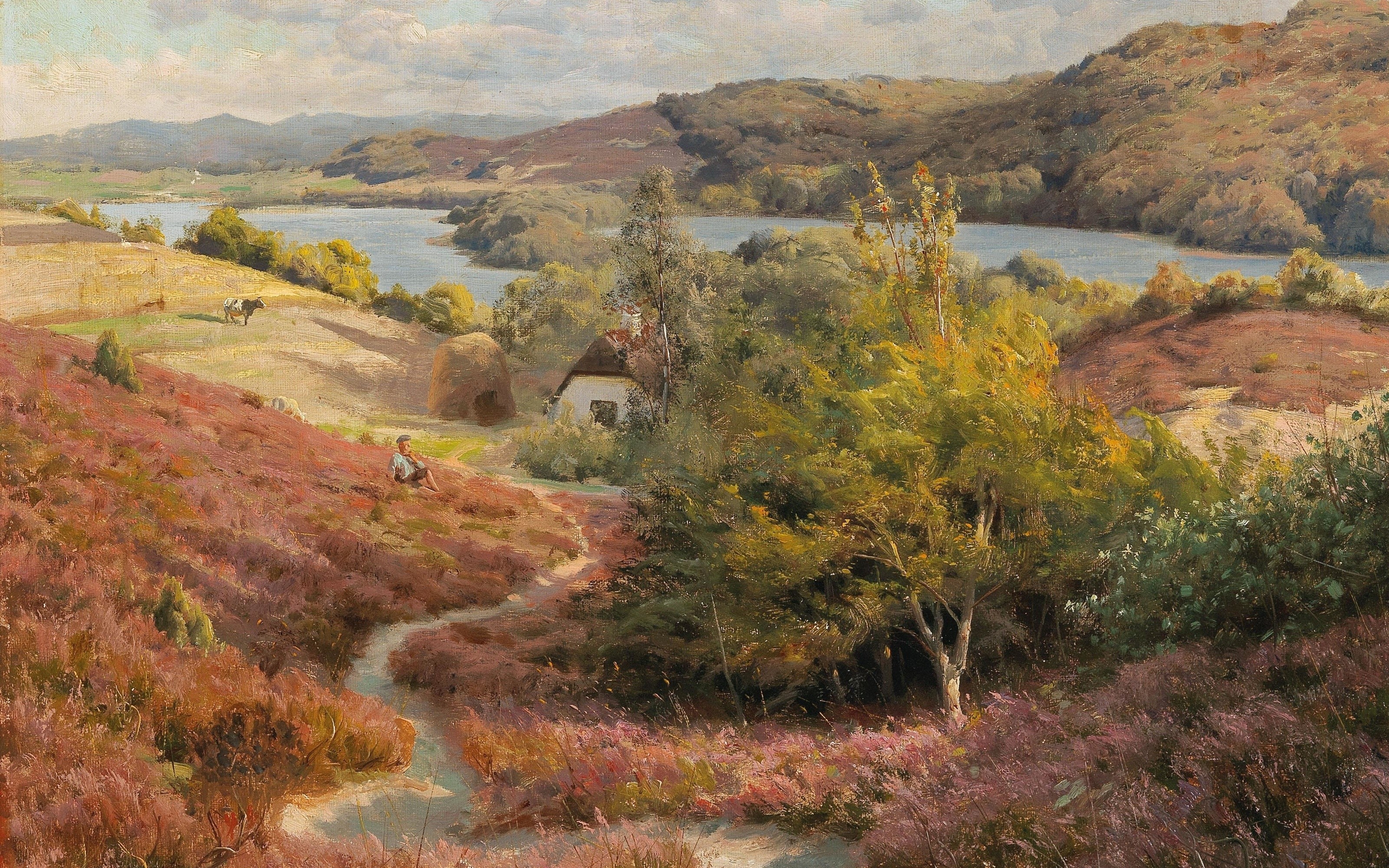 artwork, painting, classic art, Peter Mörk Mönsted, nature, landscape, HD Wallpaper